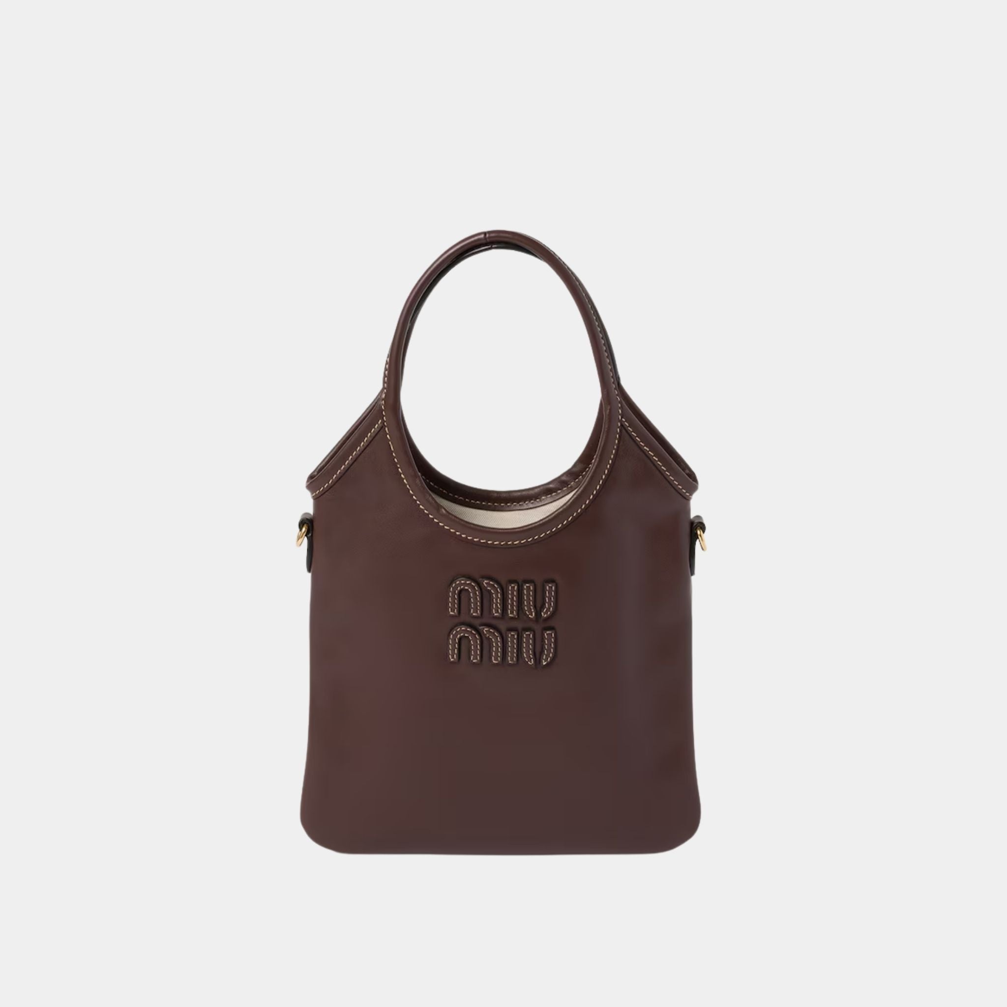 Miu Miu IVY Leather Mini Handbag, Briarwood, Front