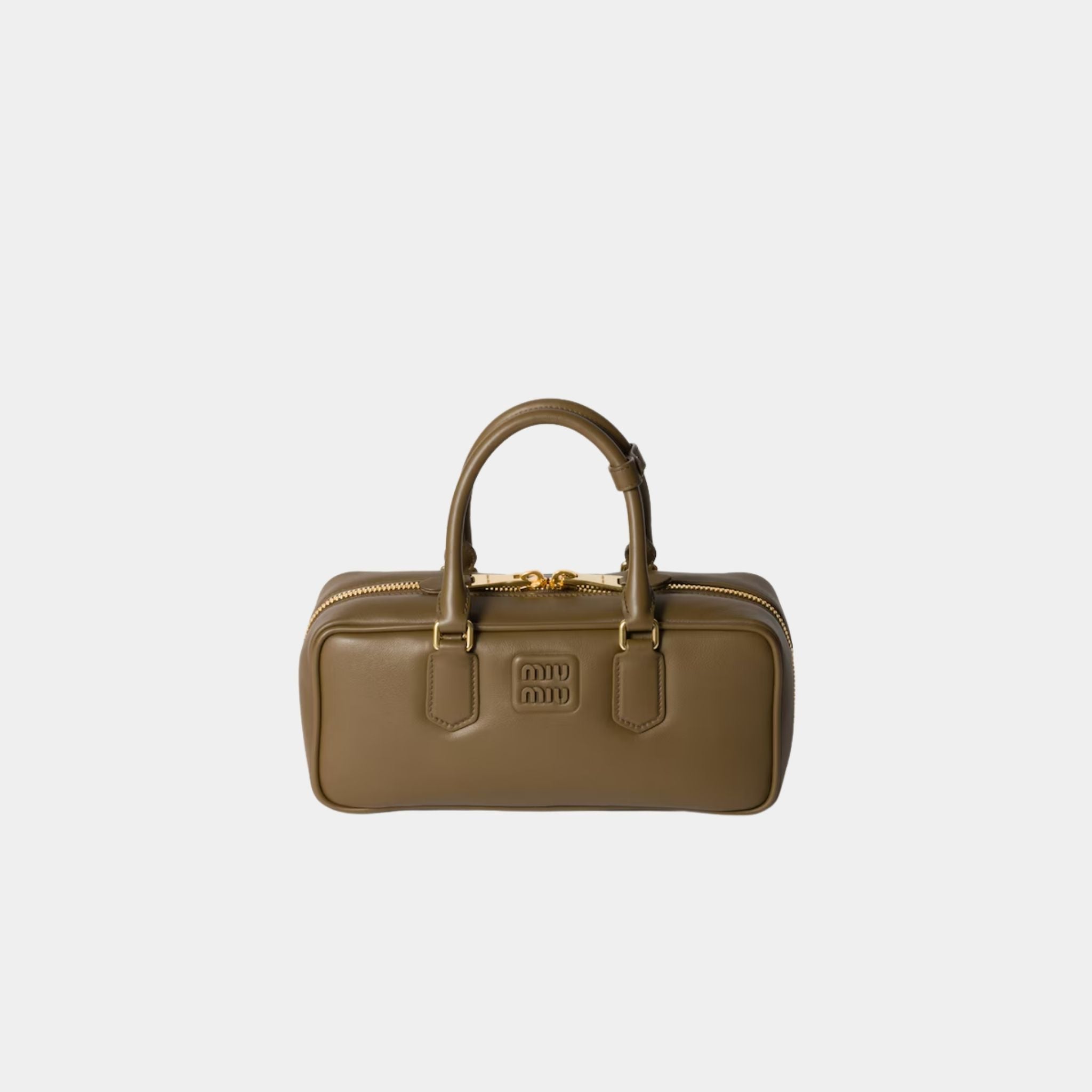 Miu Miu Large Arcadie Leather Bag, Tundra, Front