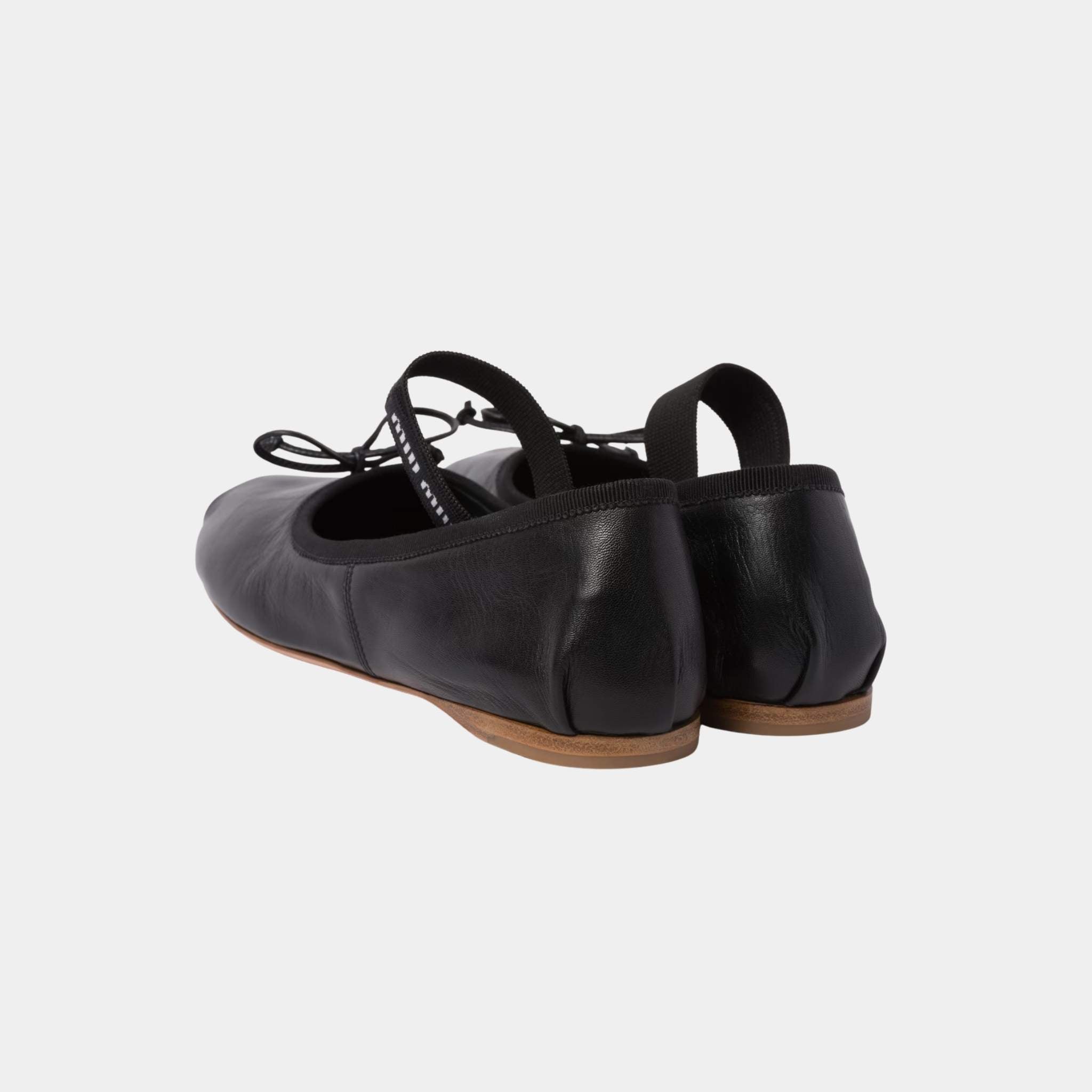 Miu Miu Leather Ballerinas With Removable Elastic, Black, Back