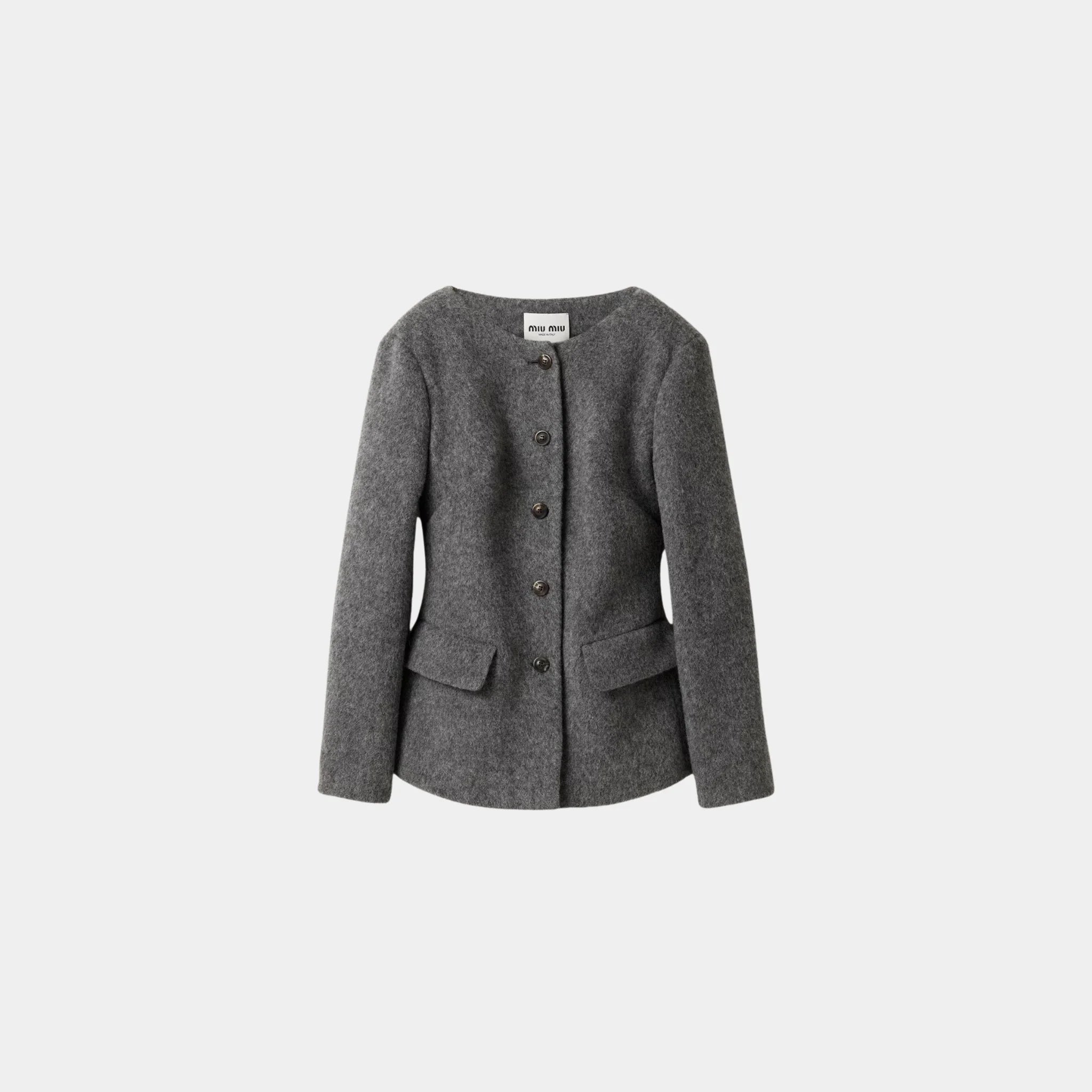 Miu Miu Light Shetland Wool Jacket, Slate Gray, Front