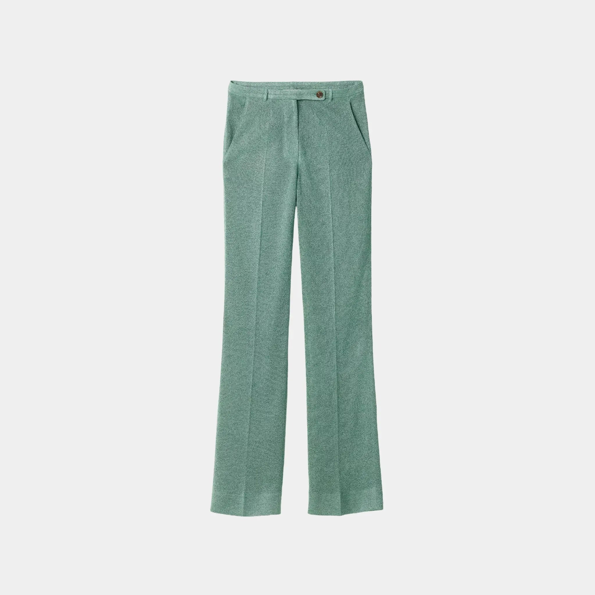 Miu Miu Lurex Straight Fit Pants, Lawn Green, Front