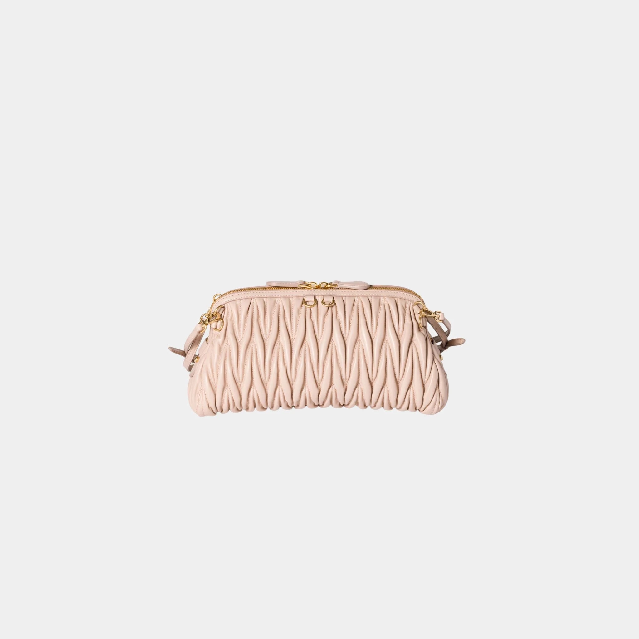 Miu Miu Matelassé Nappa Leather Clutch, Powder Pink, Back