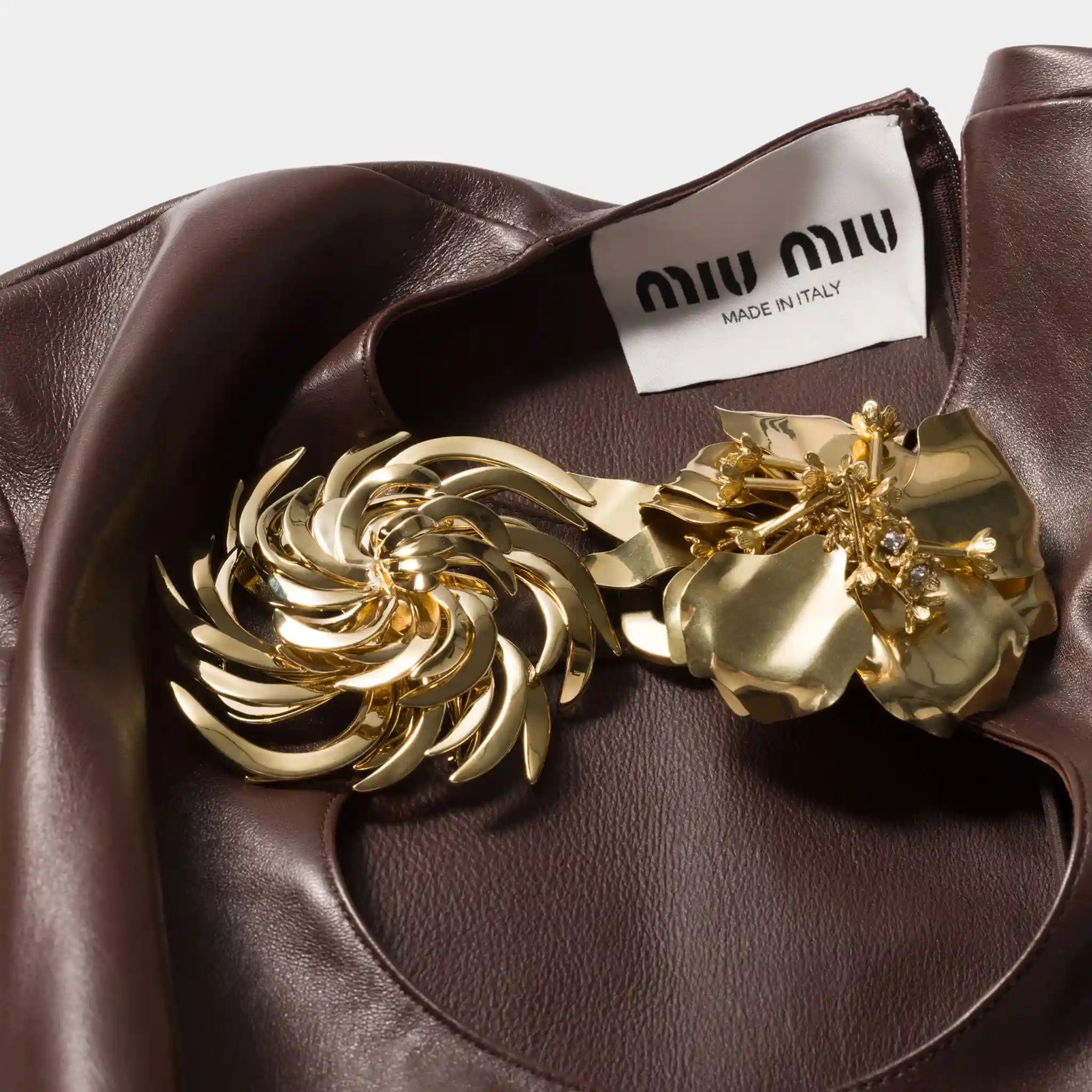 Miu Miu Metal Brooch, Gold, Close
