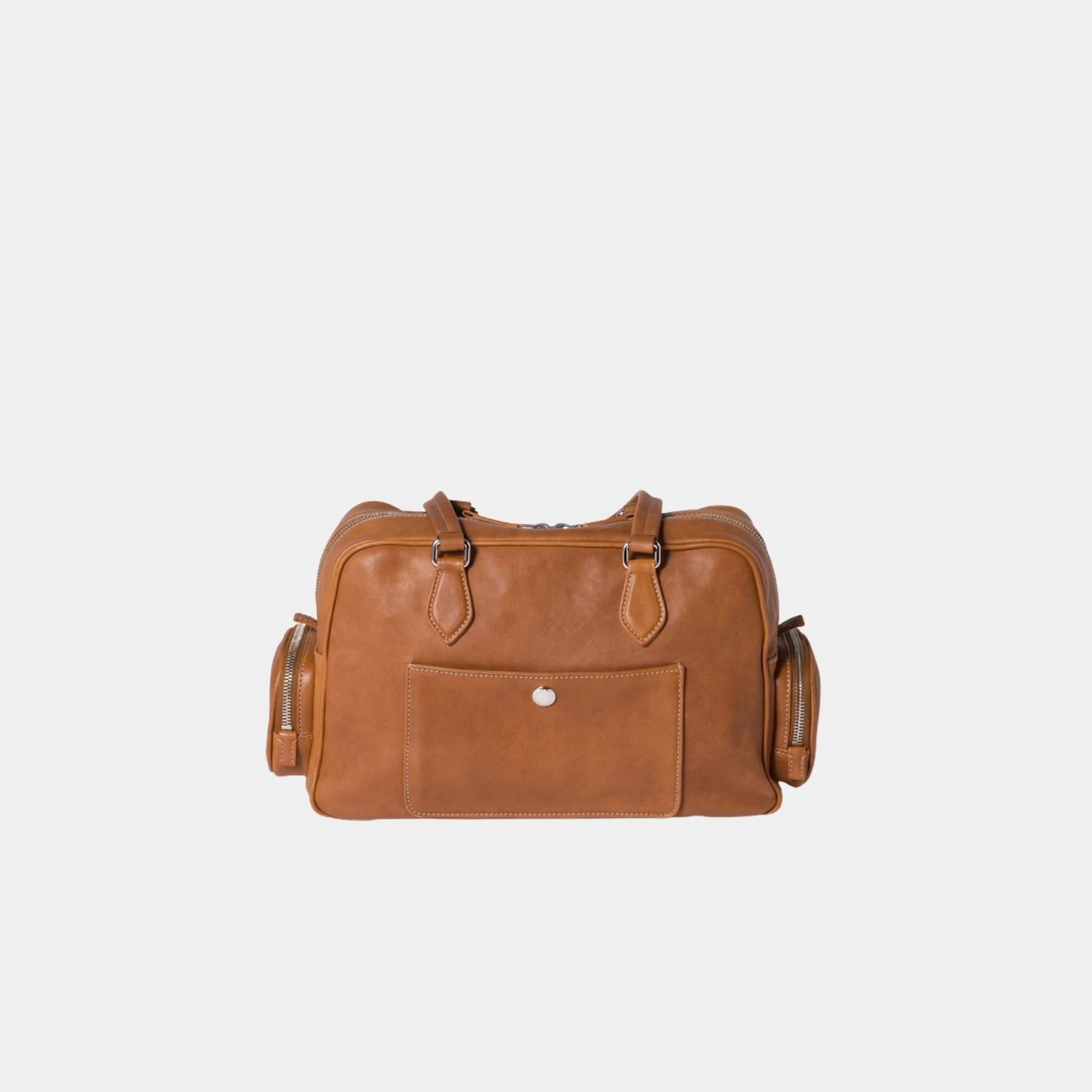 Miu Miu Multi Pocket Top Handle Bag in Nappa Leather, Caramel, Back