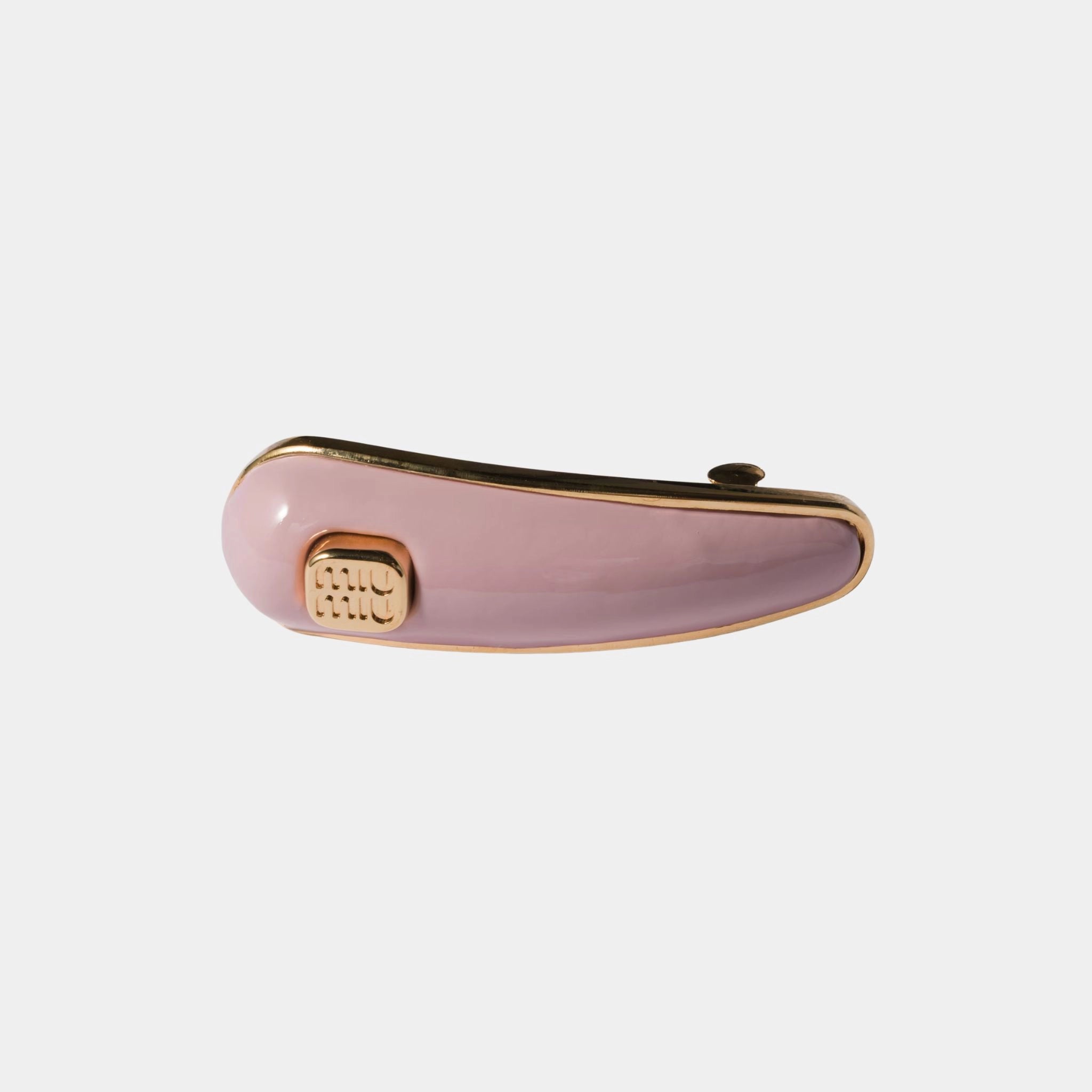 Miu Miu Patent Leather Hair Clip, Alabaster Pink, Close