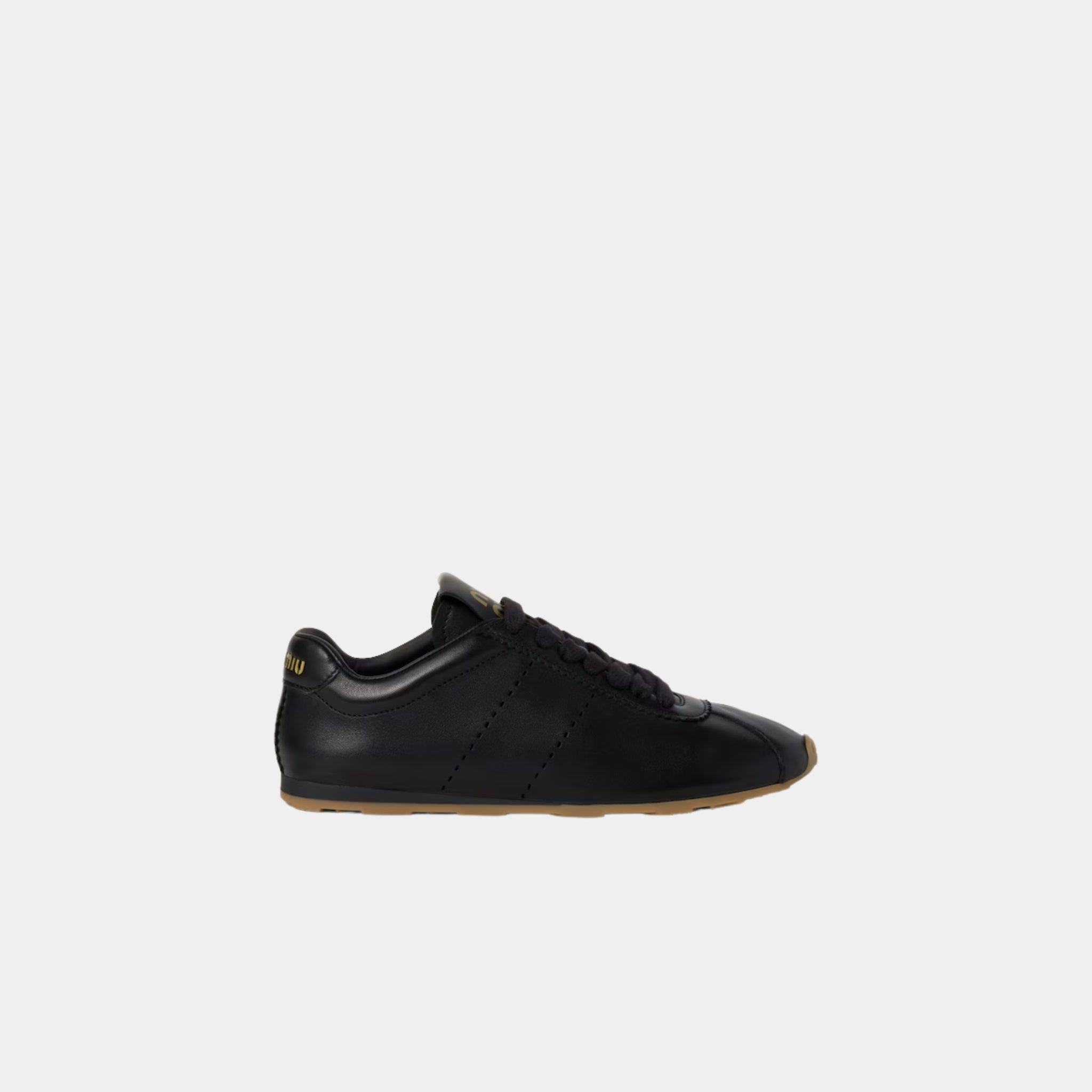 Miu Miu Plume Nappa Leather Sneakers, Black, Side