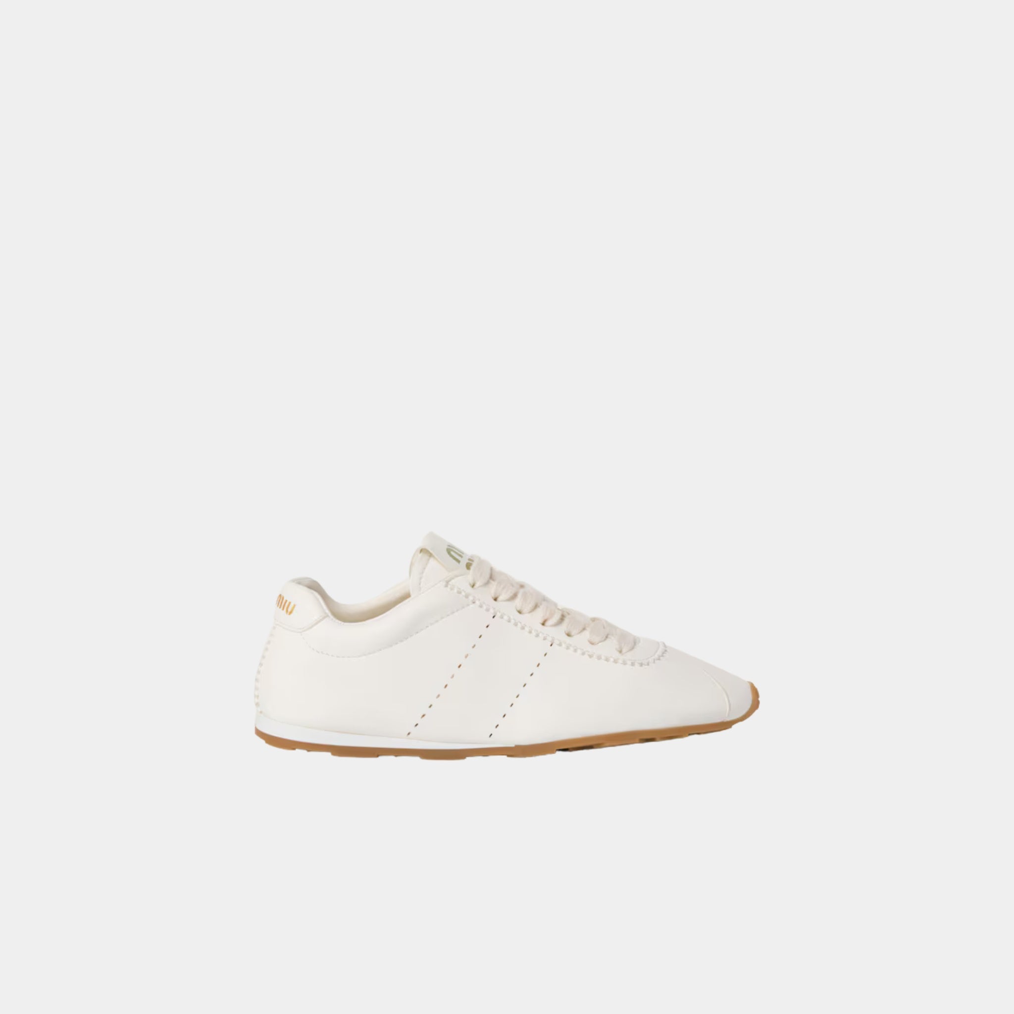 Miu Miu Plume Nappa Leather Sneakers, Ivory, Side