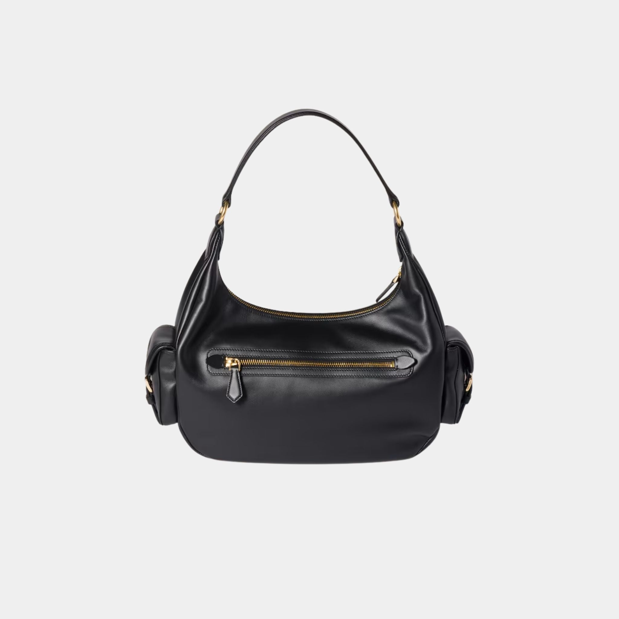 Miu Miu Pocket Calfskin Leather Bag, Black, Back