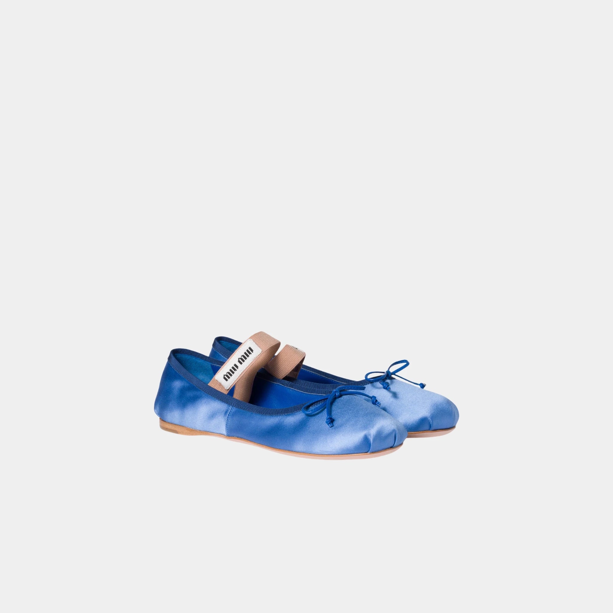 Miu Miu Satin Ballerinas, Blue, Front