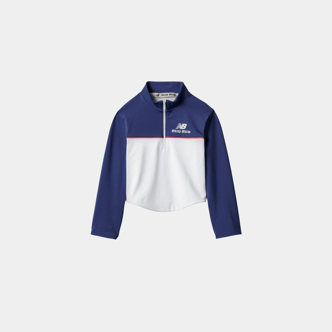 Miu Miu Stretch Technical Jersey Top, Royal Blue, White, Front