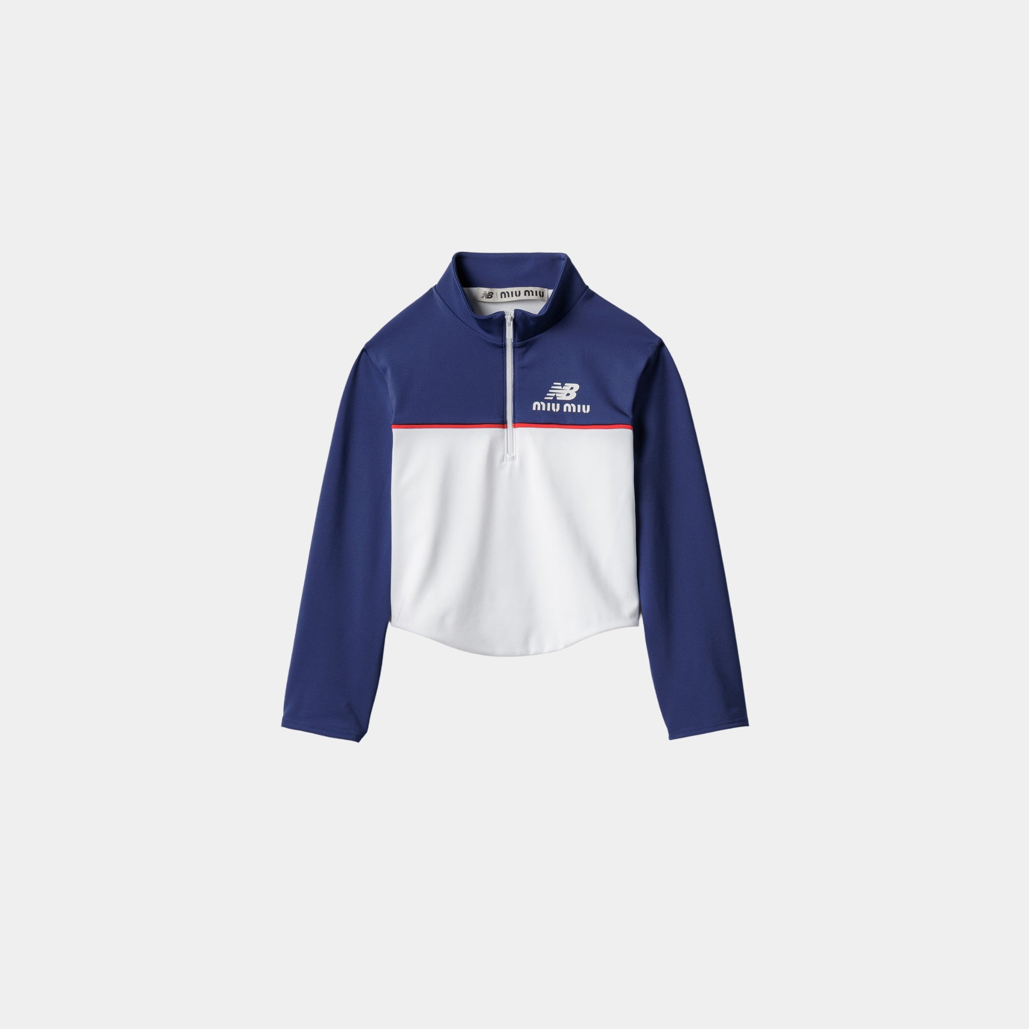 Miu Miu Stretch Technical Jersey Top, Royal Blue, White, Front