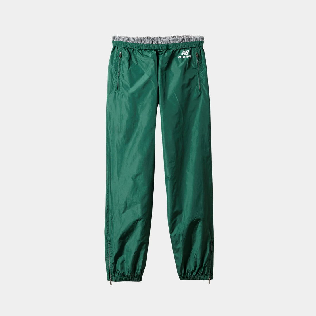 Miu Miu Technical Poplin Joggers, Green, Front