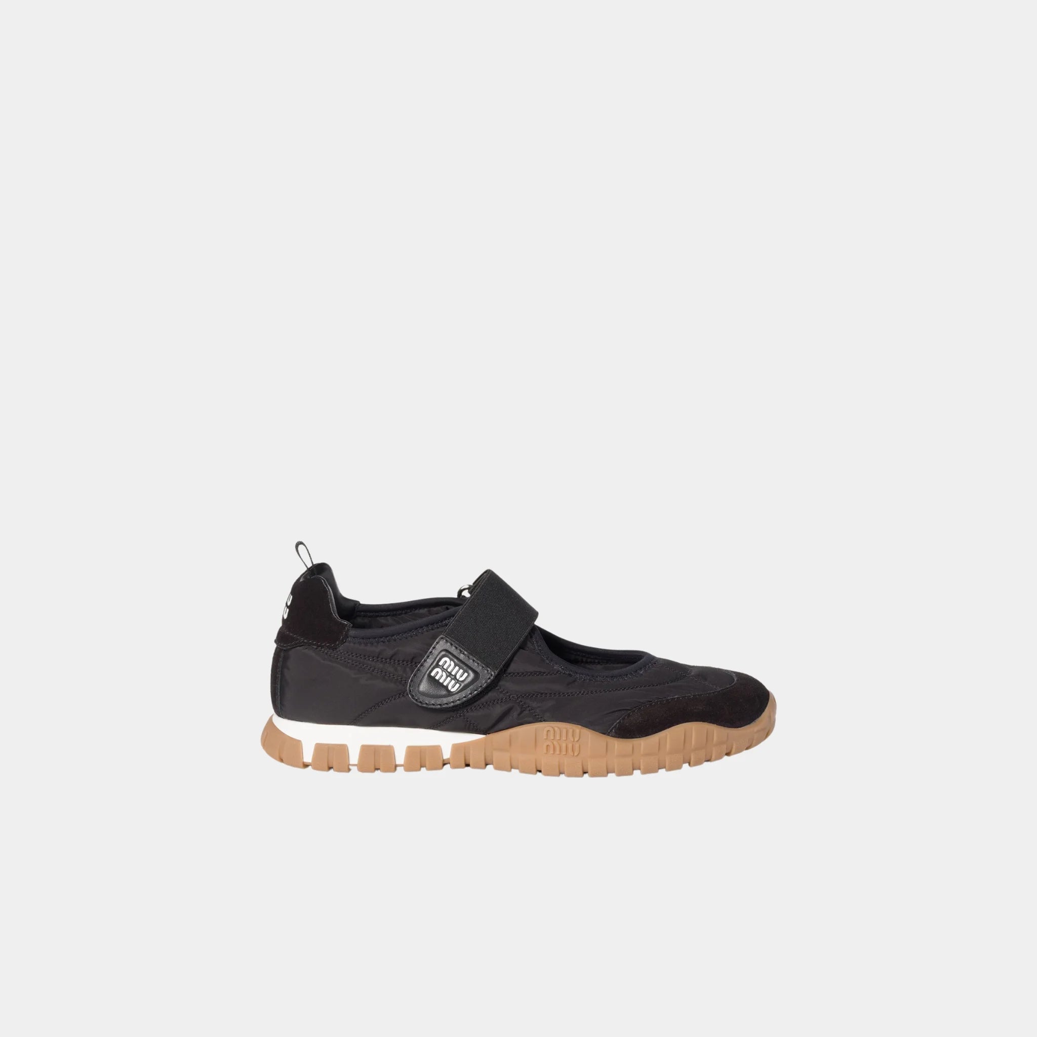 Miu Miu Tyre Technical Fabric And Suede Ballerinas, Black, Side