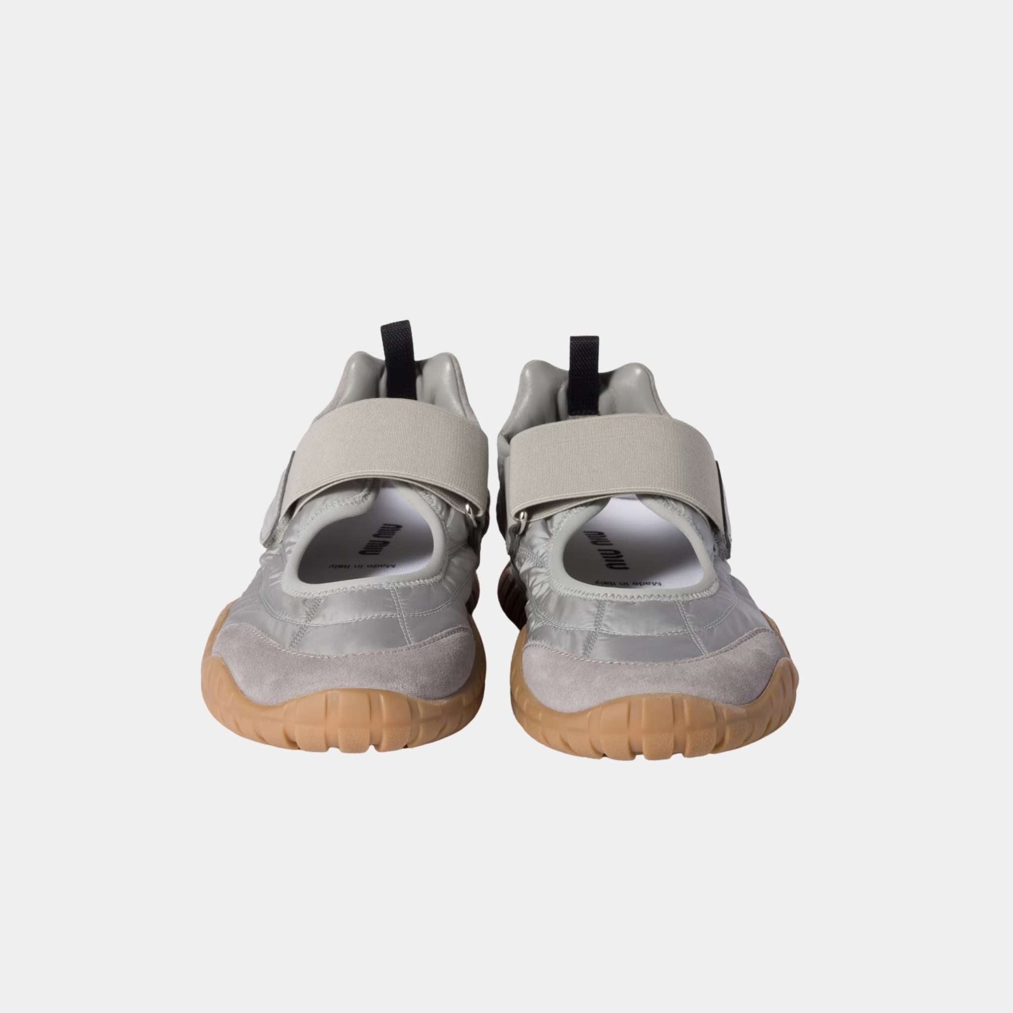 Miu Miu Tyre Technical Fabric And Suede Ballerinas, Front