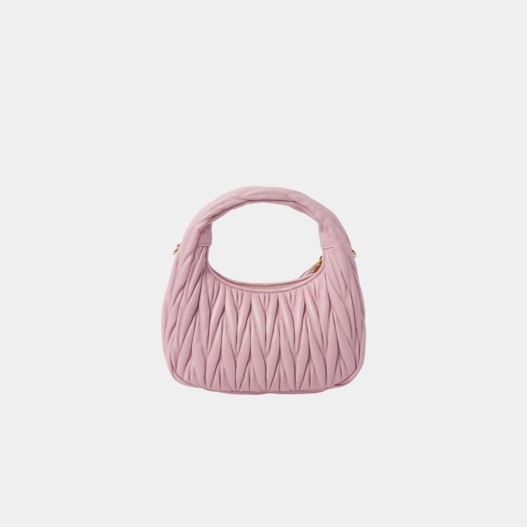 Miu Miu Wander Matelasse Nappa Leather Hobo Small Bag, Alabaster Pink, Back