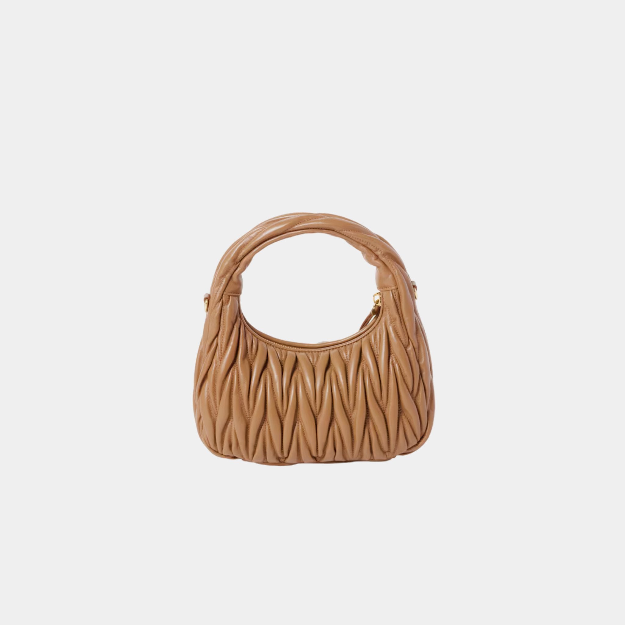 Miu Miu Wander Matelasse Nappa Leather Hobo Small Bag, Caramel, Back