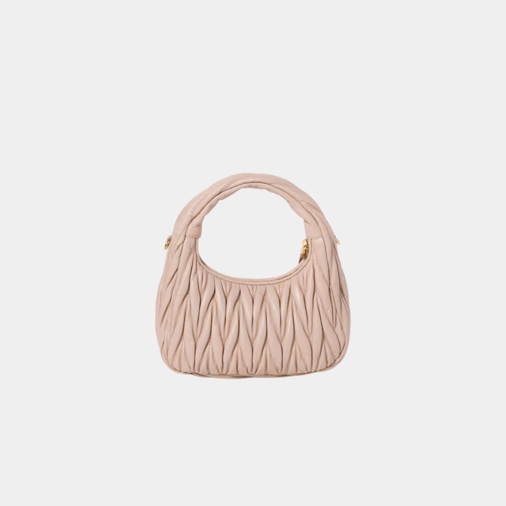 Miu Miu Wander Matelasse Nappa Leather Hobo Small Bag, Powder Pink, Back