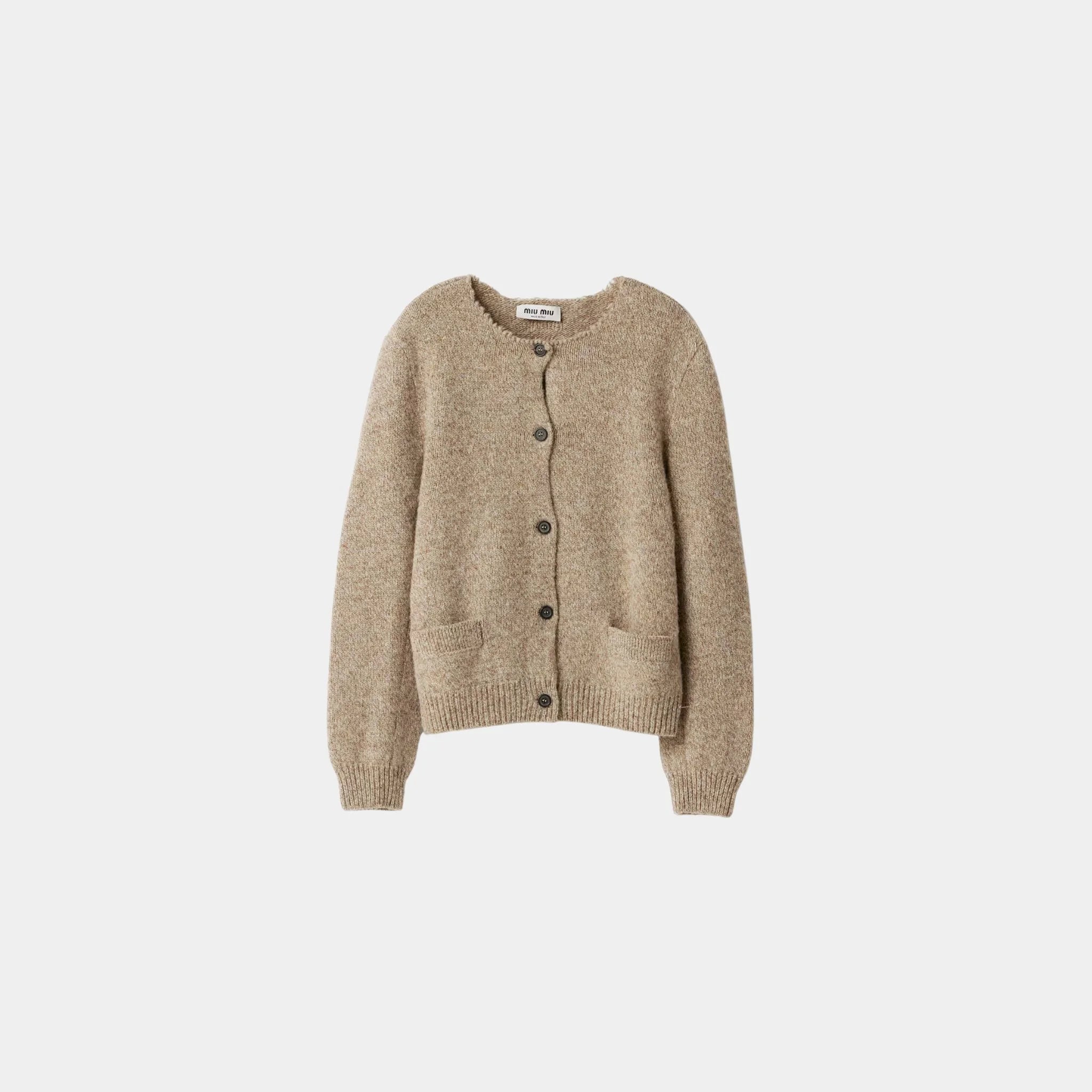 Miu Miu Wool Knit Cardigan, Cord, Front