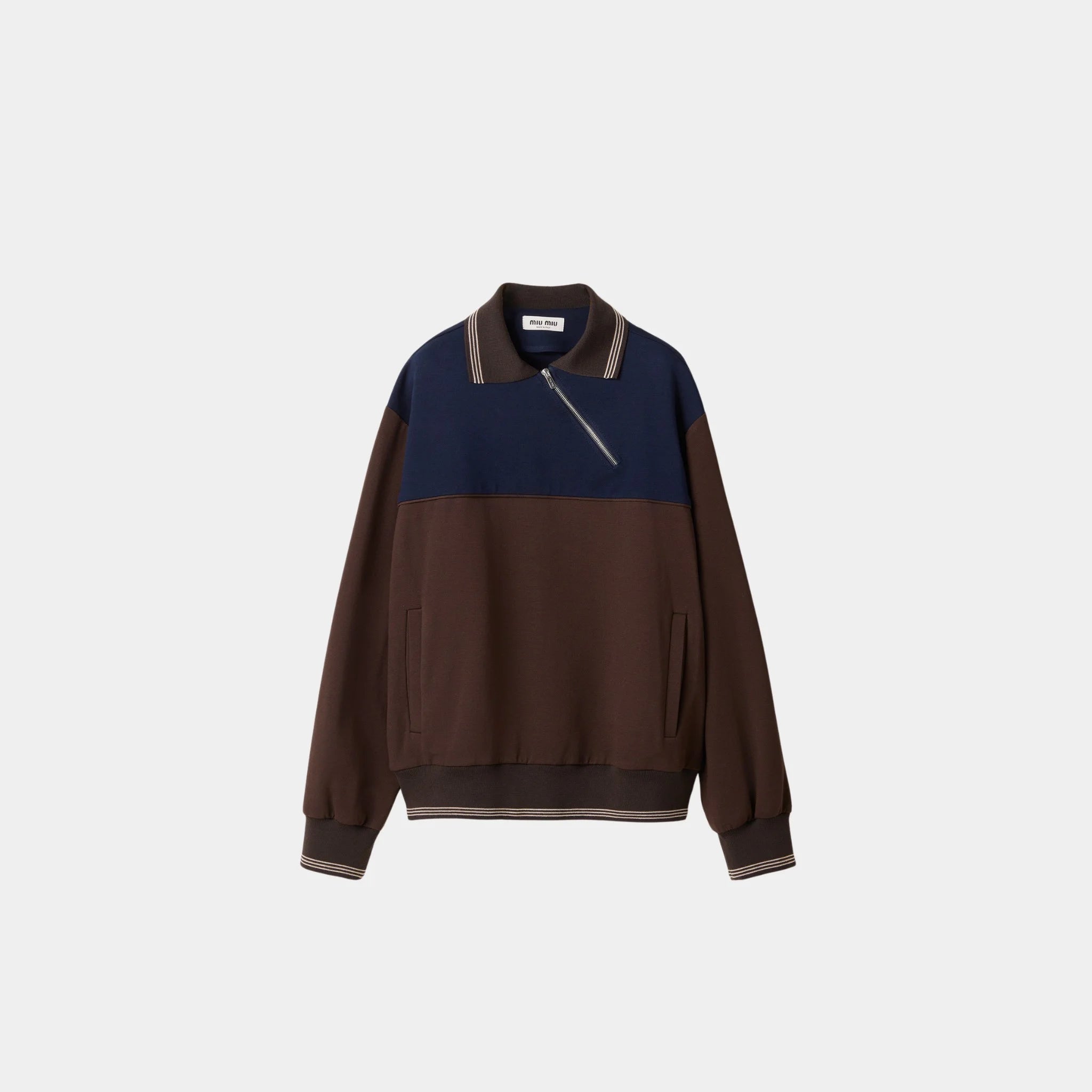 Miu Miu Zipper Sweatshirt, Cocoa Brown, Front