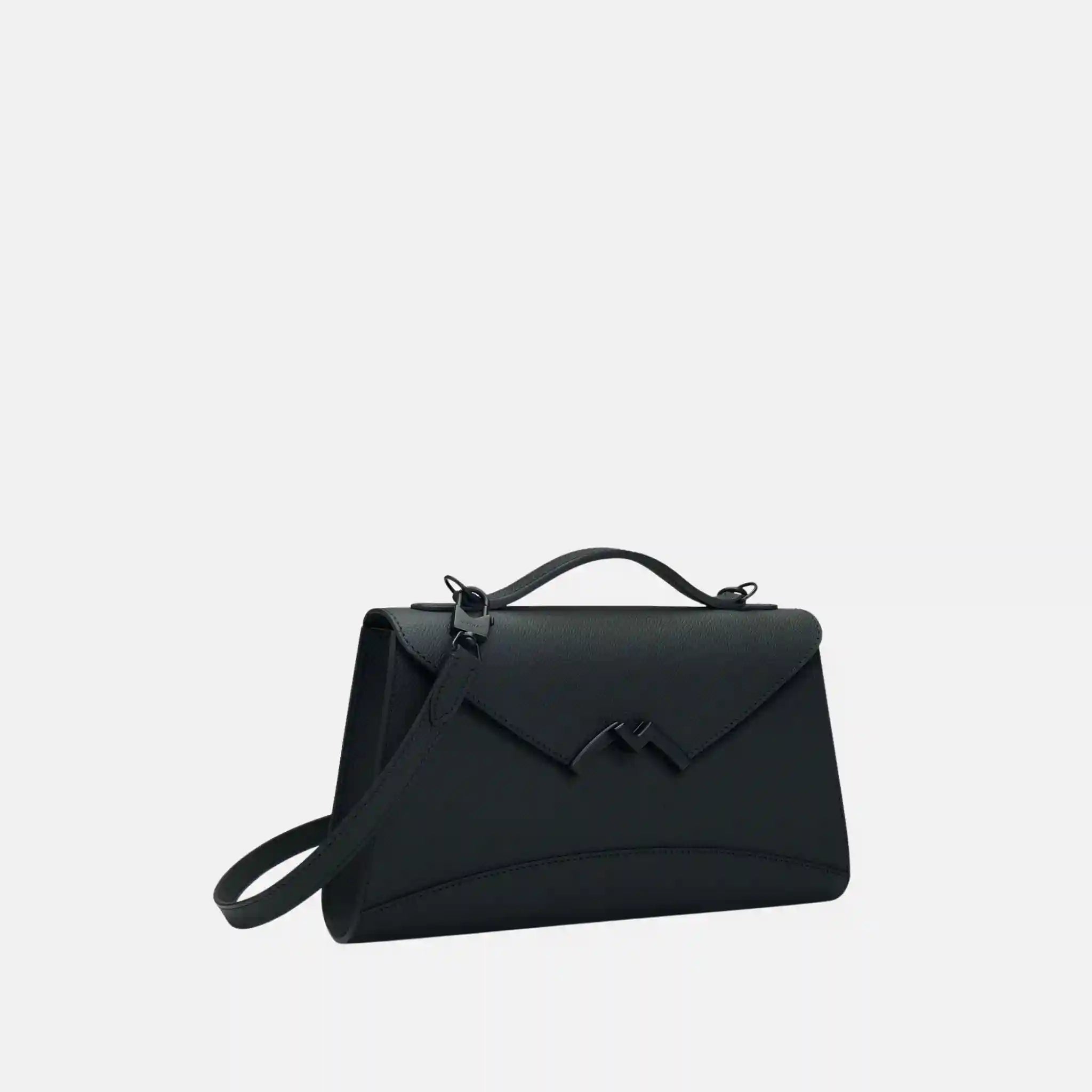 Moynat Gabrielle Clutch Ultra Black in Carat Calf Leather, Side
