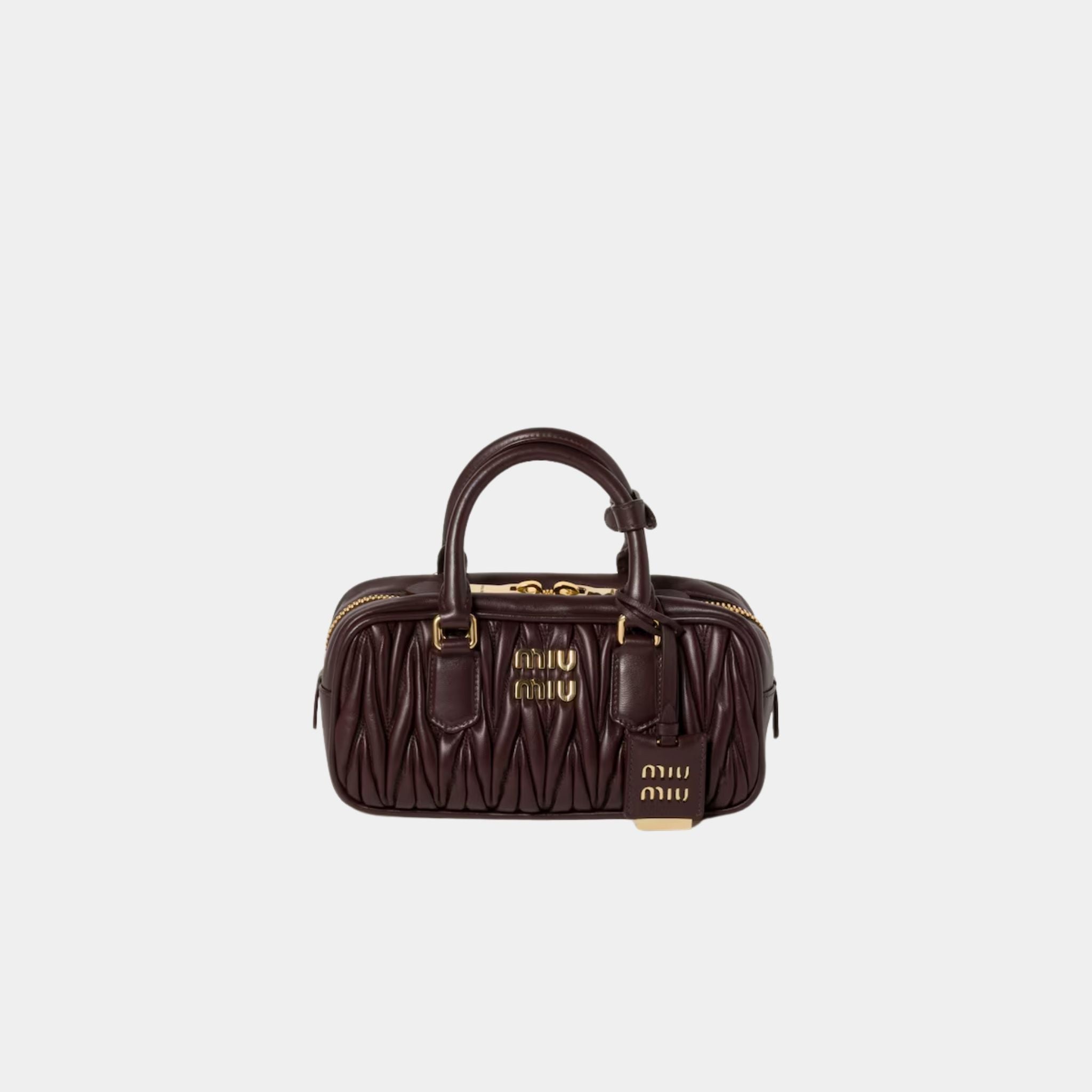 Miu Miu Arcadie Matelassé Nappa Leather Bag, Briarwood, Front