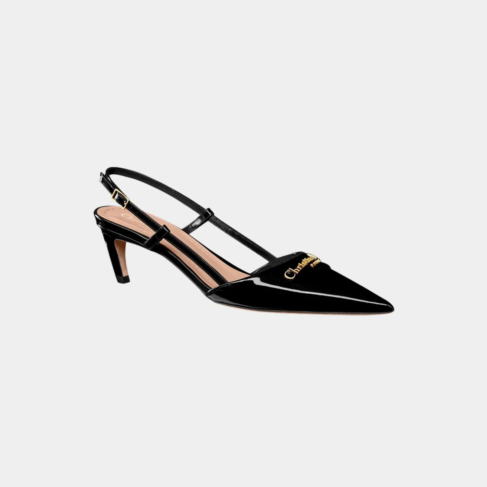 My Dior Slingback Pumps Patent Calfskin, Black, Front