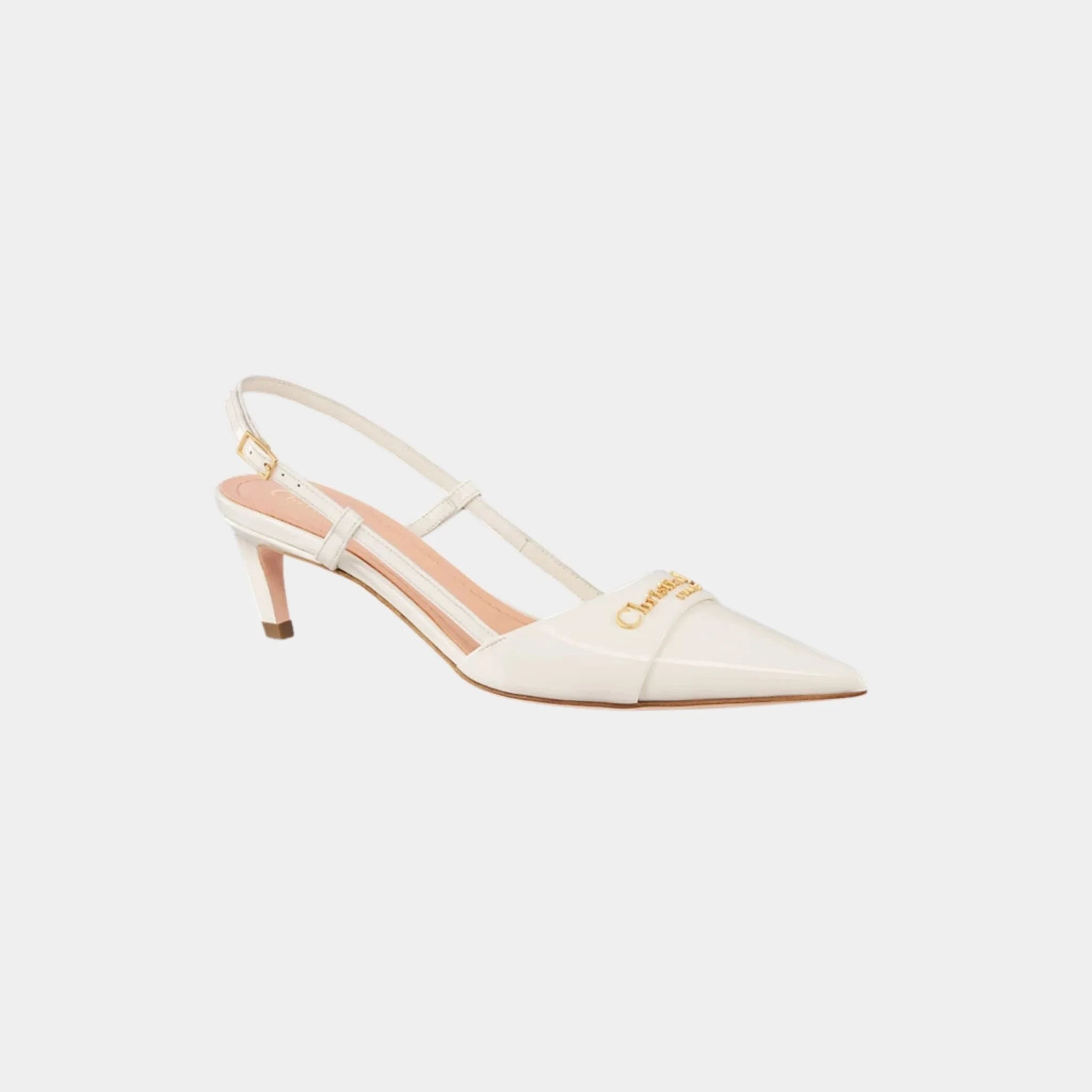 My Dior Slingback Pumps Patent Calfskin, White, Front