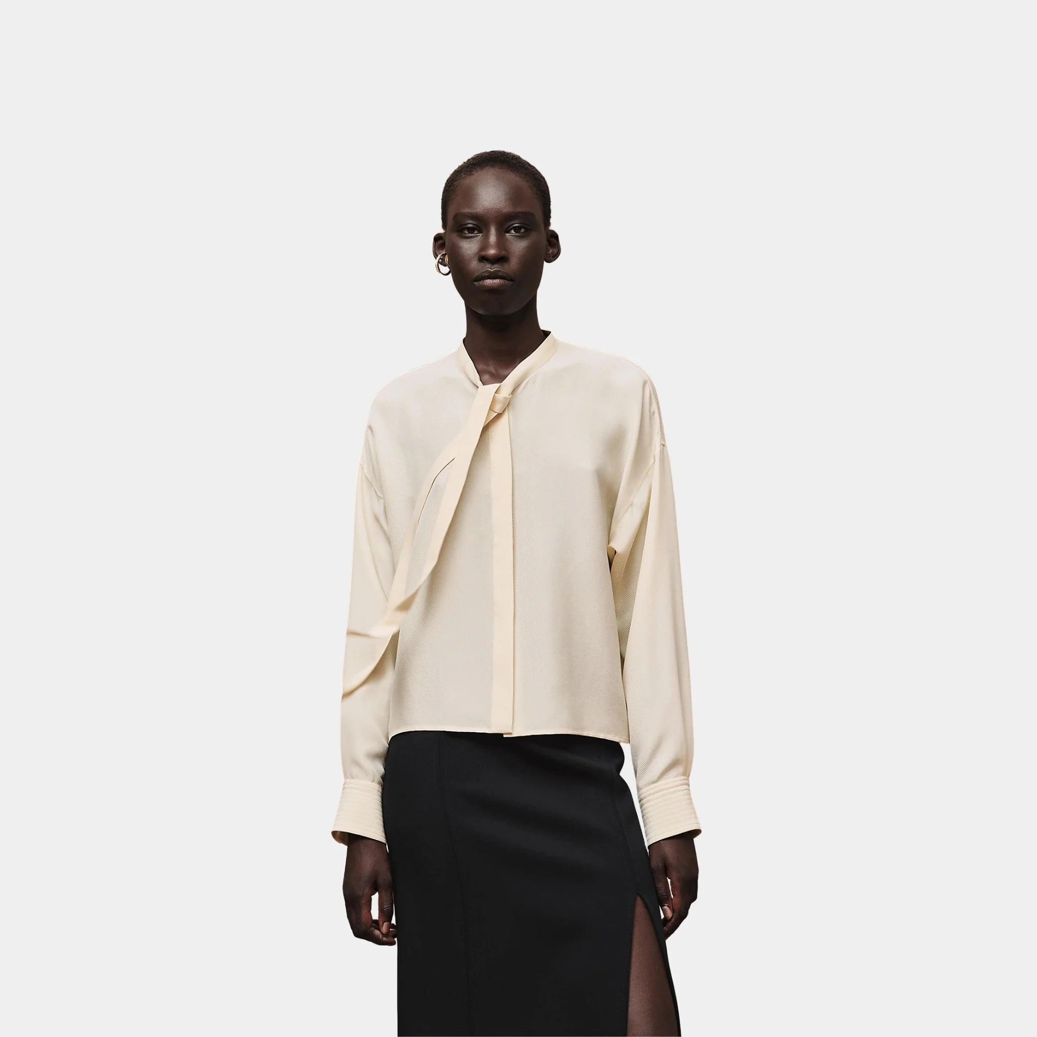 Shirt in Crepe Silk Cavalry