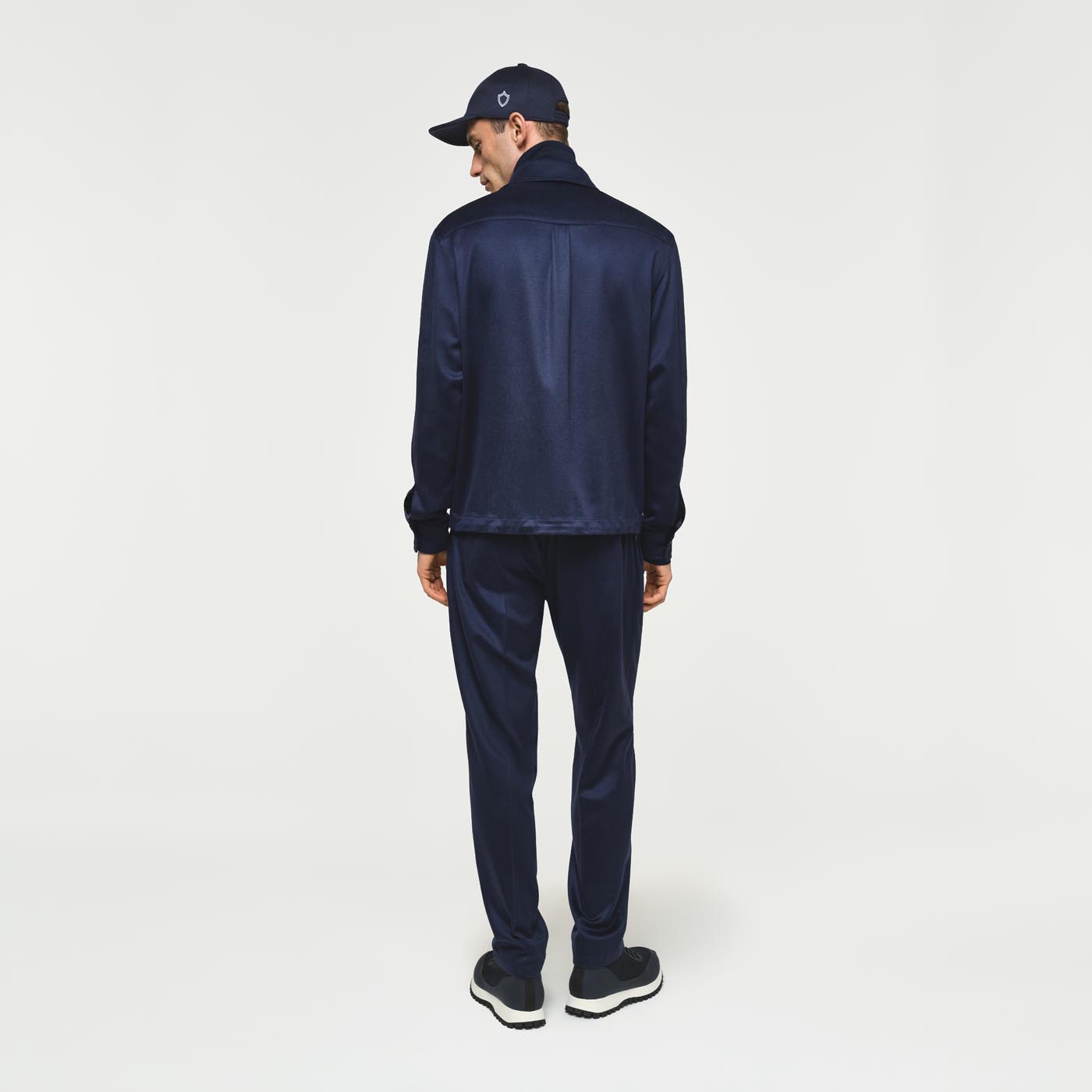 Ogier Aosta Cashmere Overshirt Navy , Model Back