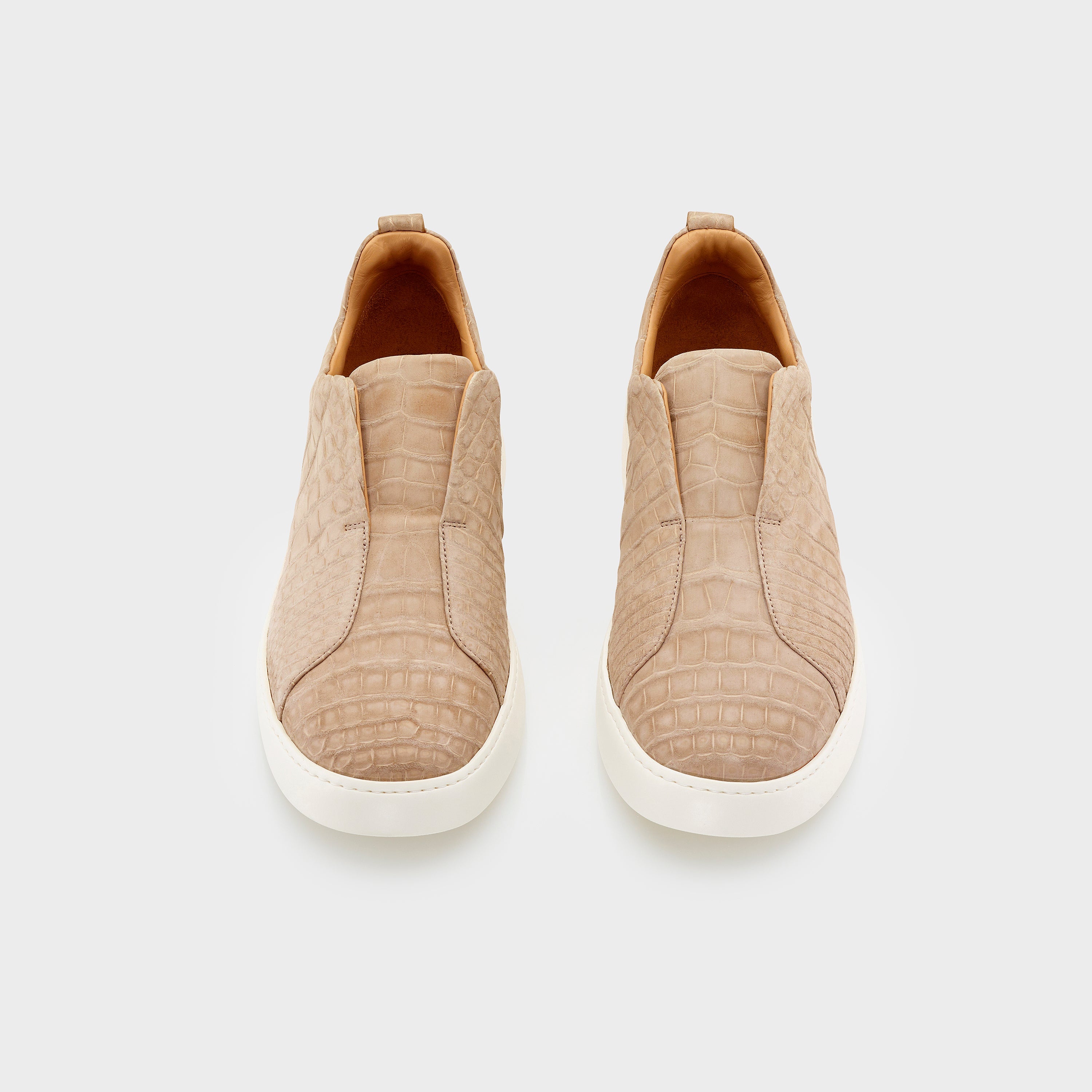 Ogier Milan Alligator Sneakers Beige Front