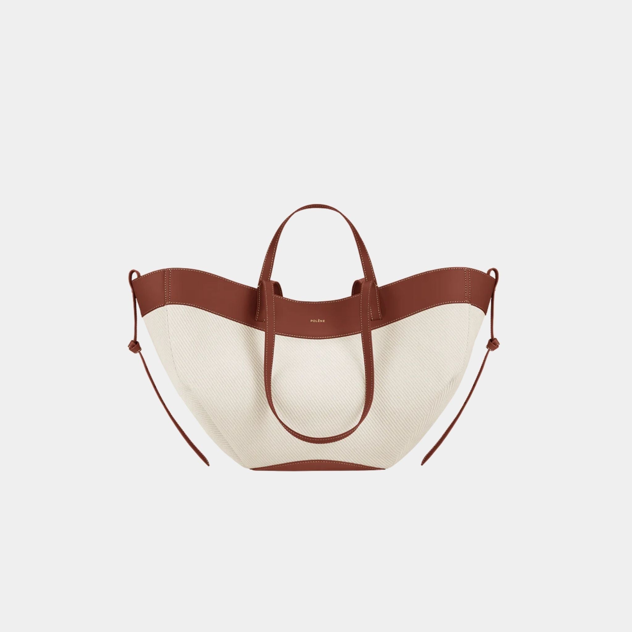 Polene Cyme Handbag, Cognac Canvas, Front View