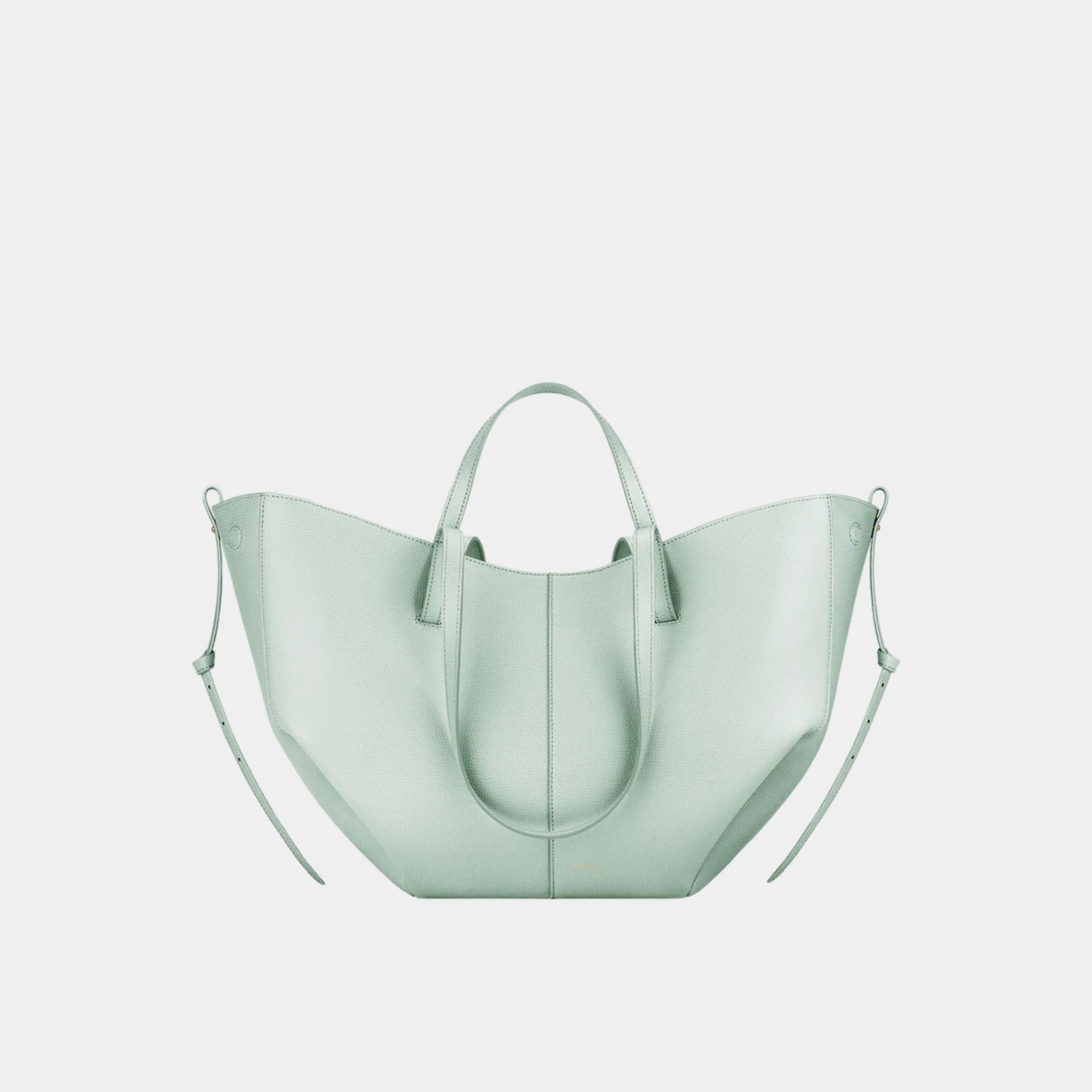 Polene Cyme Handbag Textured Sea Foam, Front