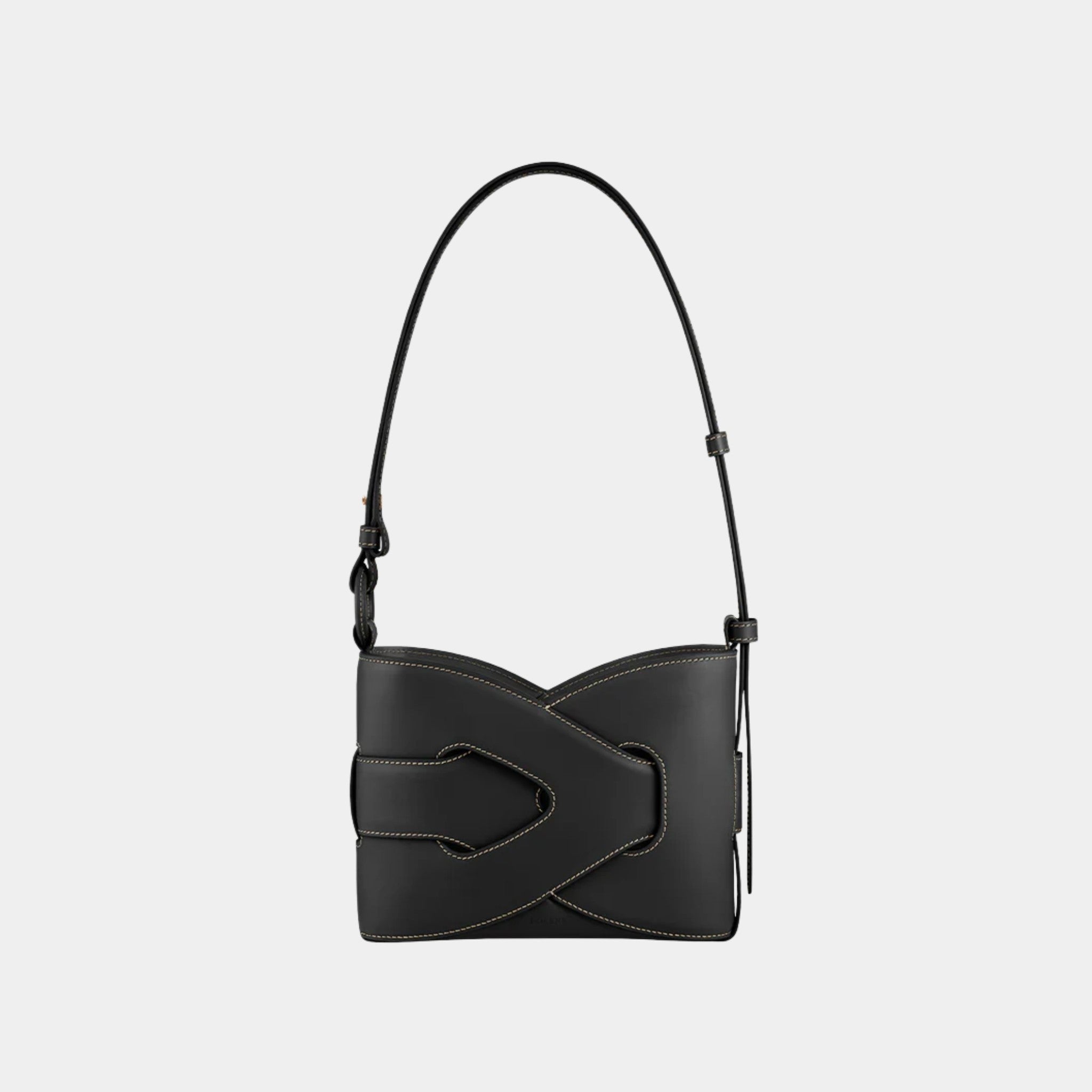 Polene Nodde Smooth Calfskin Shoulder Bag, Black