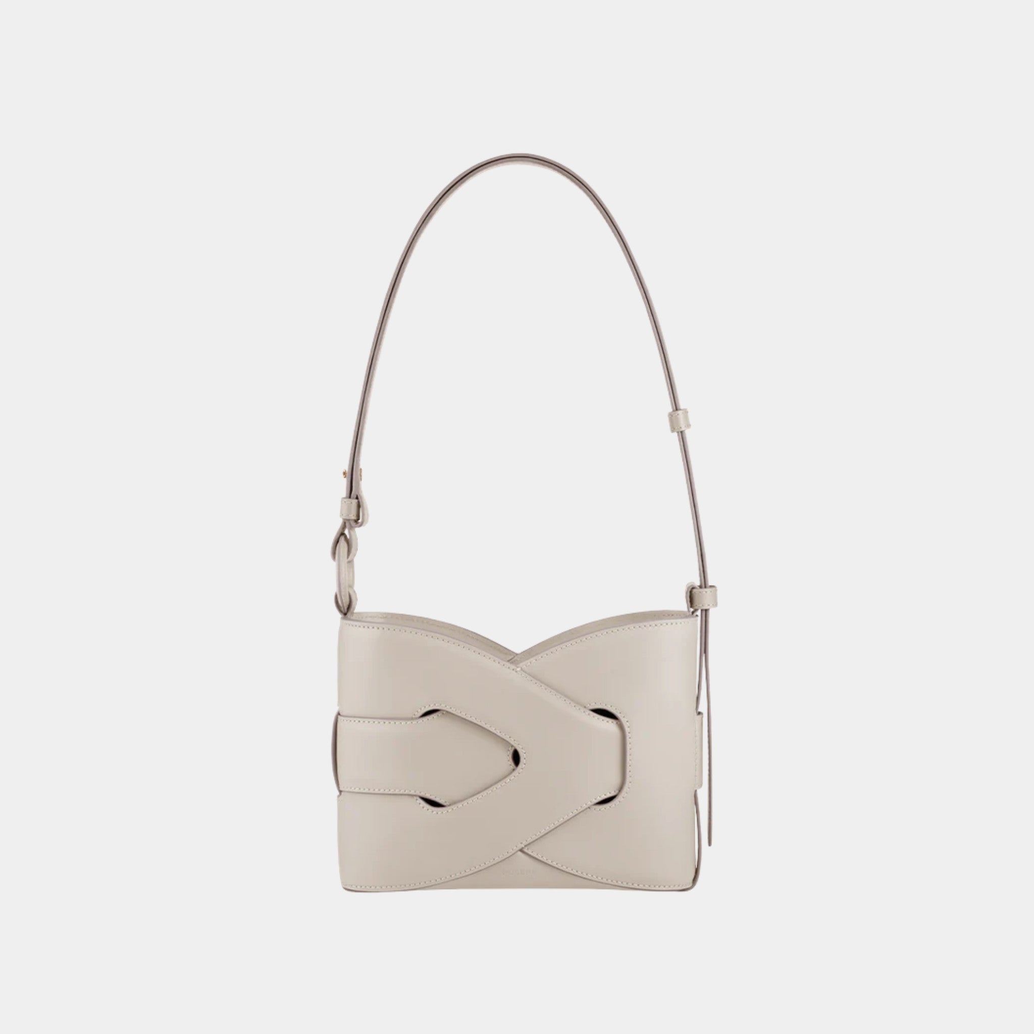 Polene Nodde Smooth Calfskin Shoulder Bag, Chalk