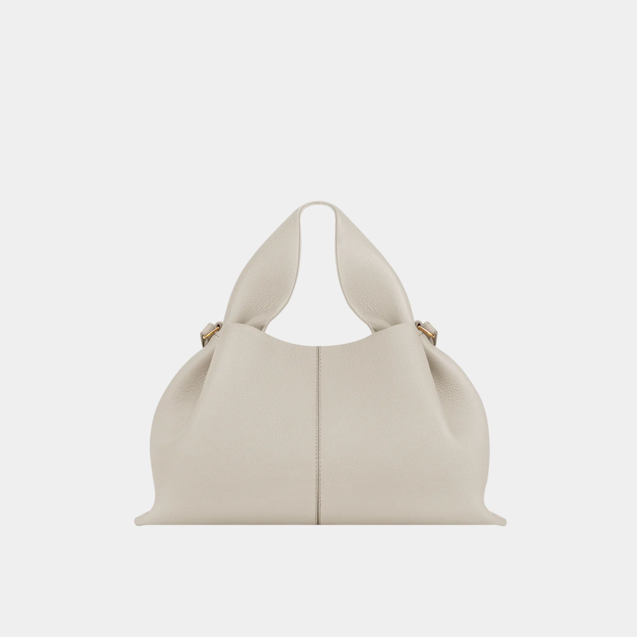 Polene Numero Neuf Grained Calfskin Handbag, Chalk, Front