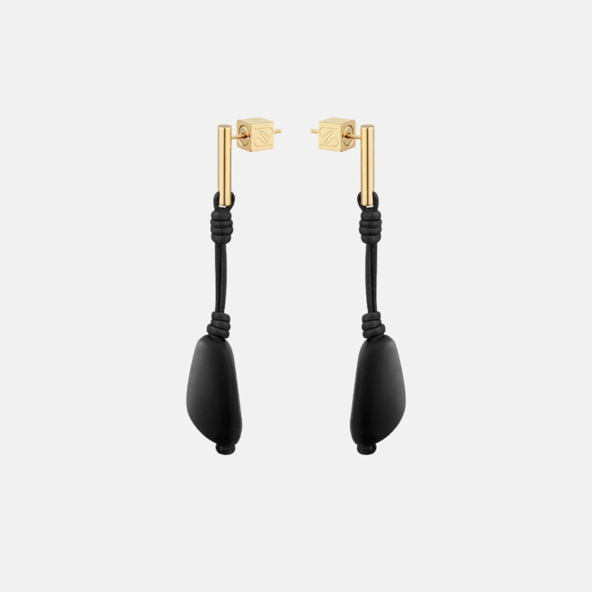 Polene Tere Drop Earrings Black Marble Edition, Side