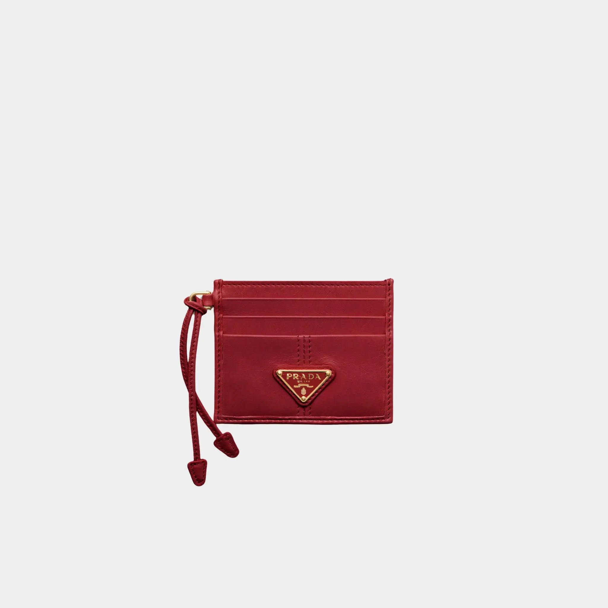 Prada Leather Card Holder, red, Front