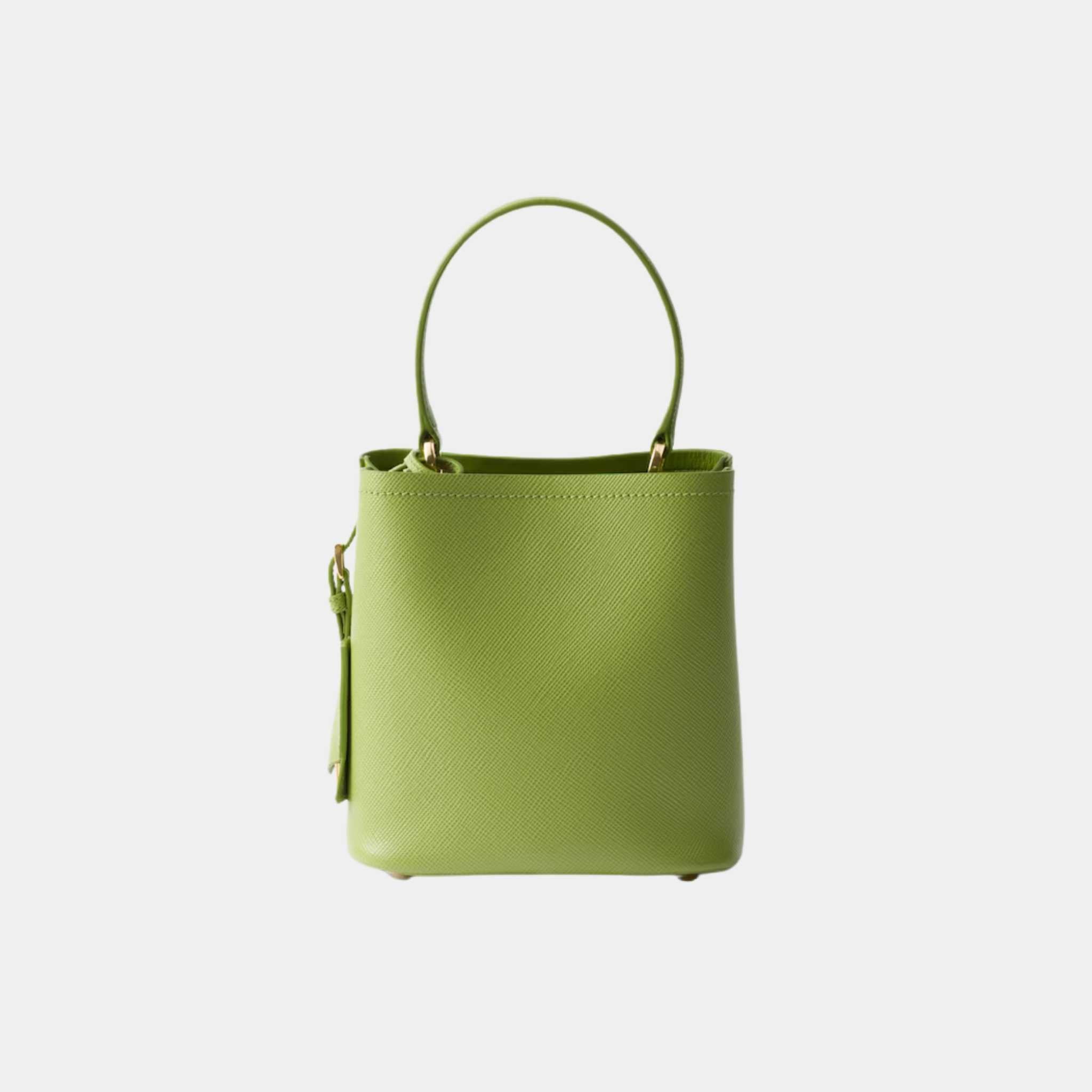 Prada Panier Saffiano Leather Mini Bag, Lawn Green, Back