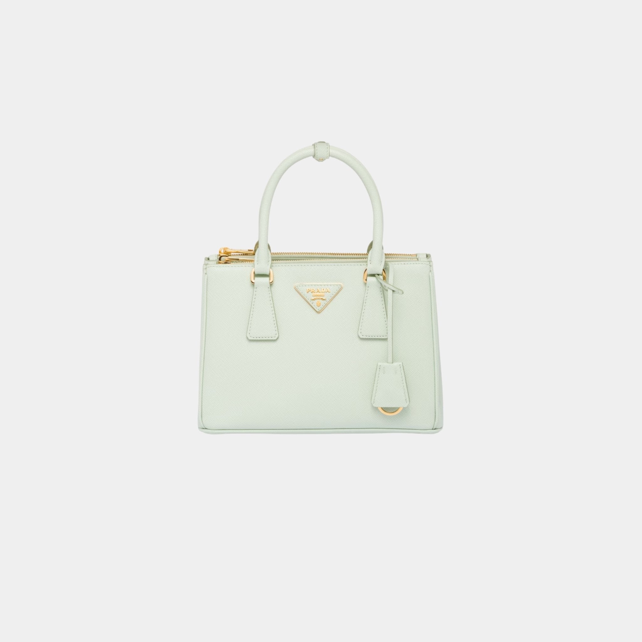 Prada Small Galleria Saffiano Leather Bag, Aqua, Front
