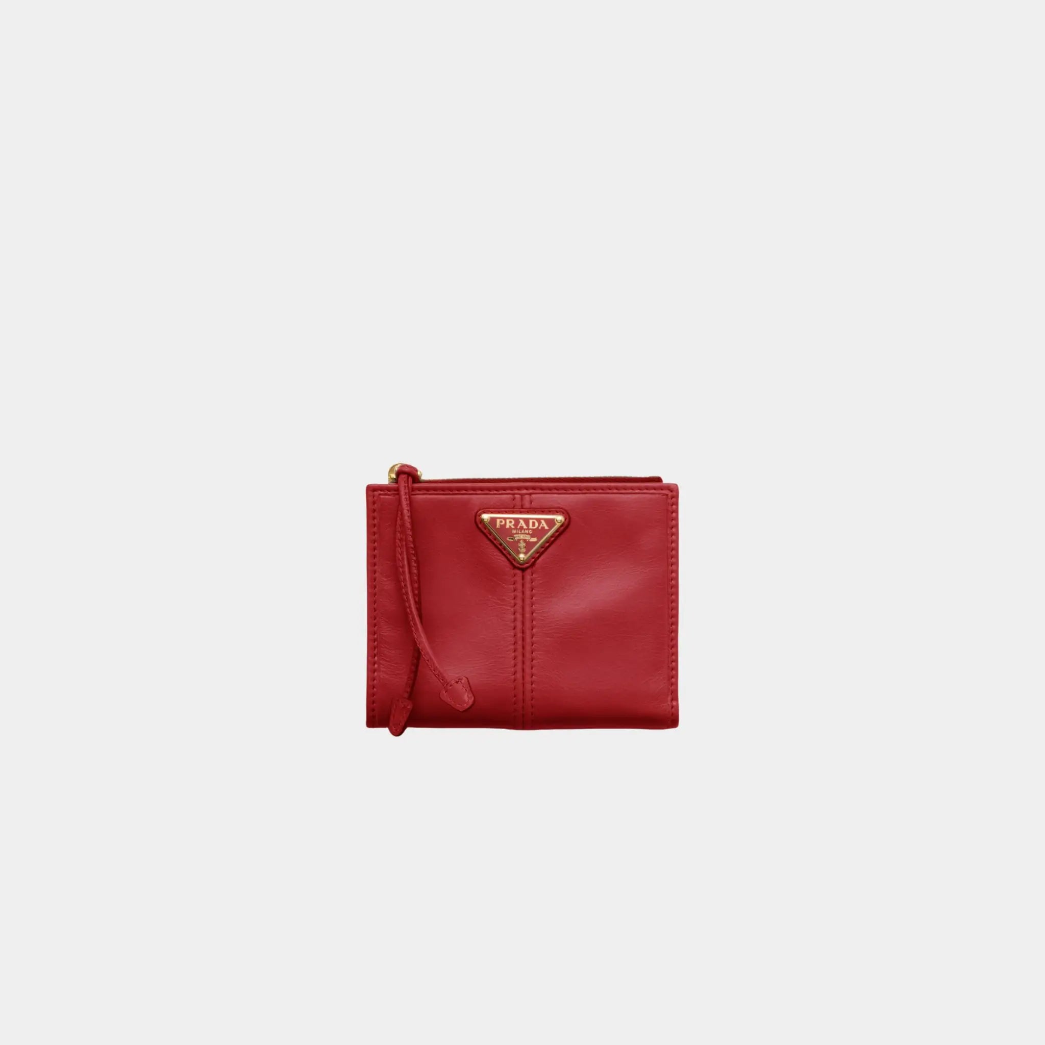 Prada Small leather Wallet, Red , Front