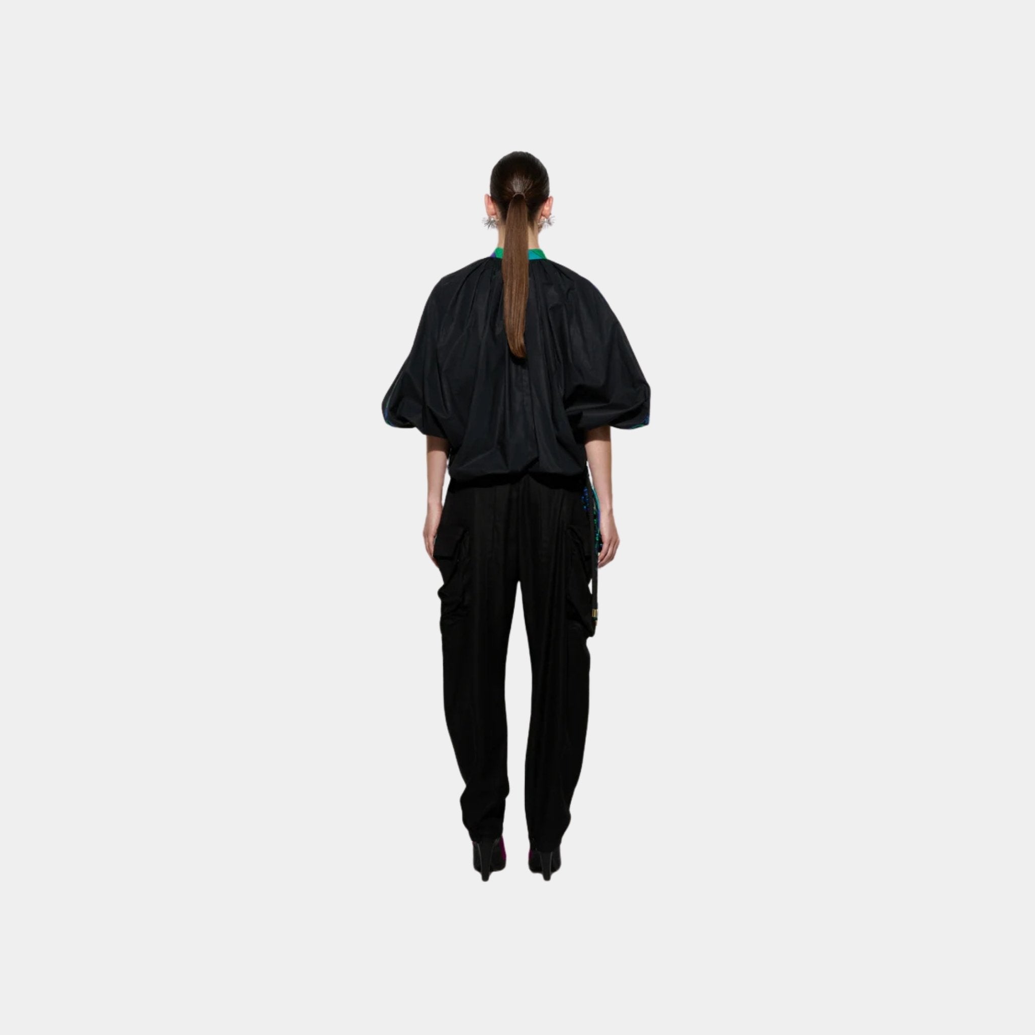 Pucci Cargo Cotton Balloon Fit Pants, Black, Back