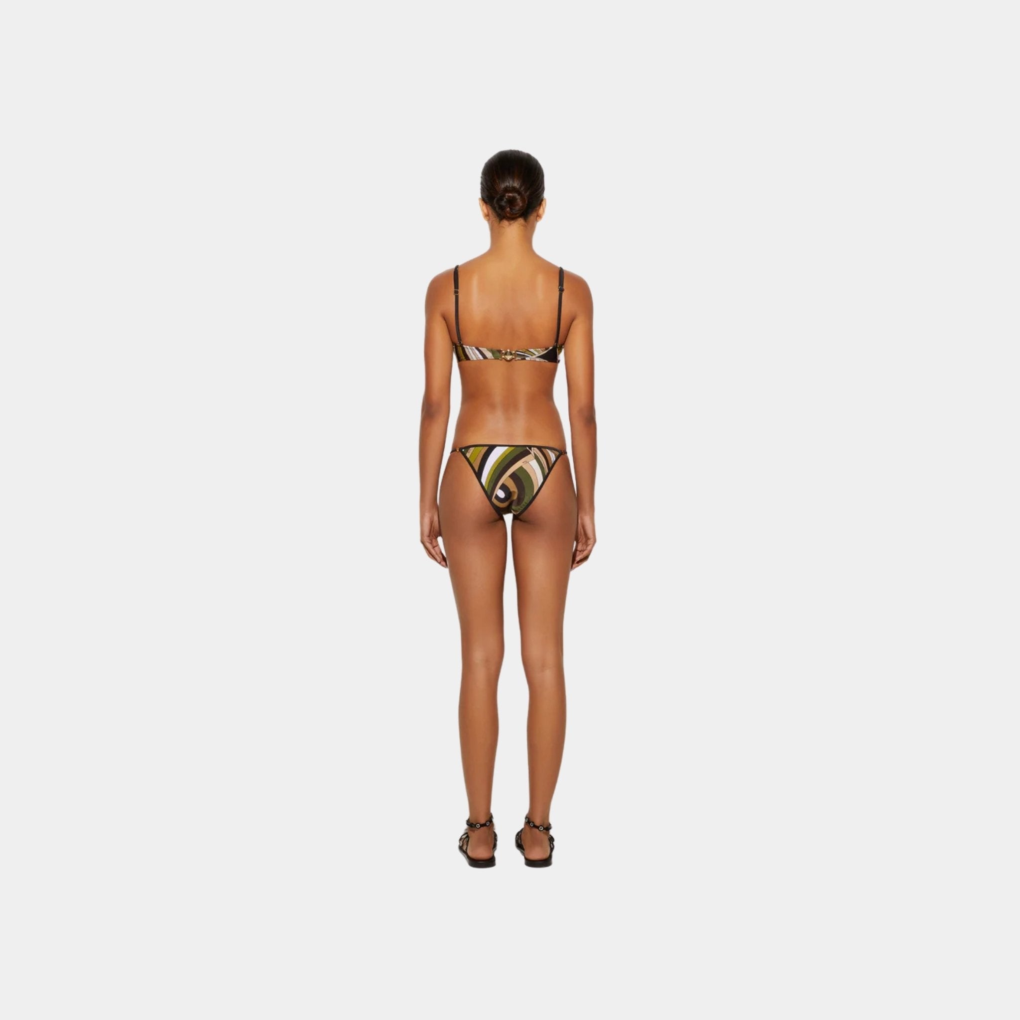Pucci Iride Print Balconette Bikini Bra, Khaki, Back
