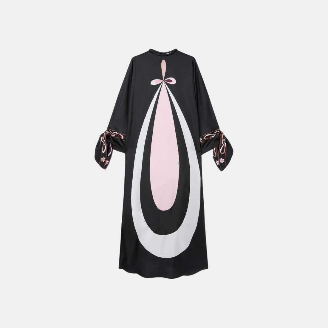 Pucci Maddalena Print Long Caftan, Black, Pink, Front