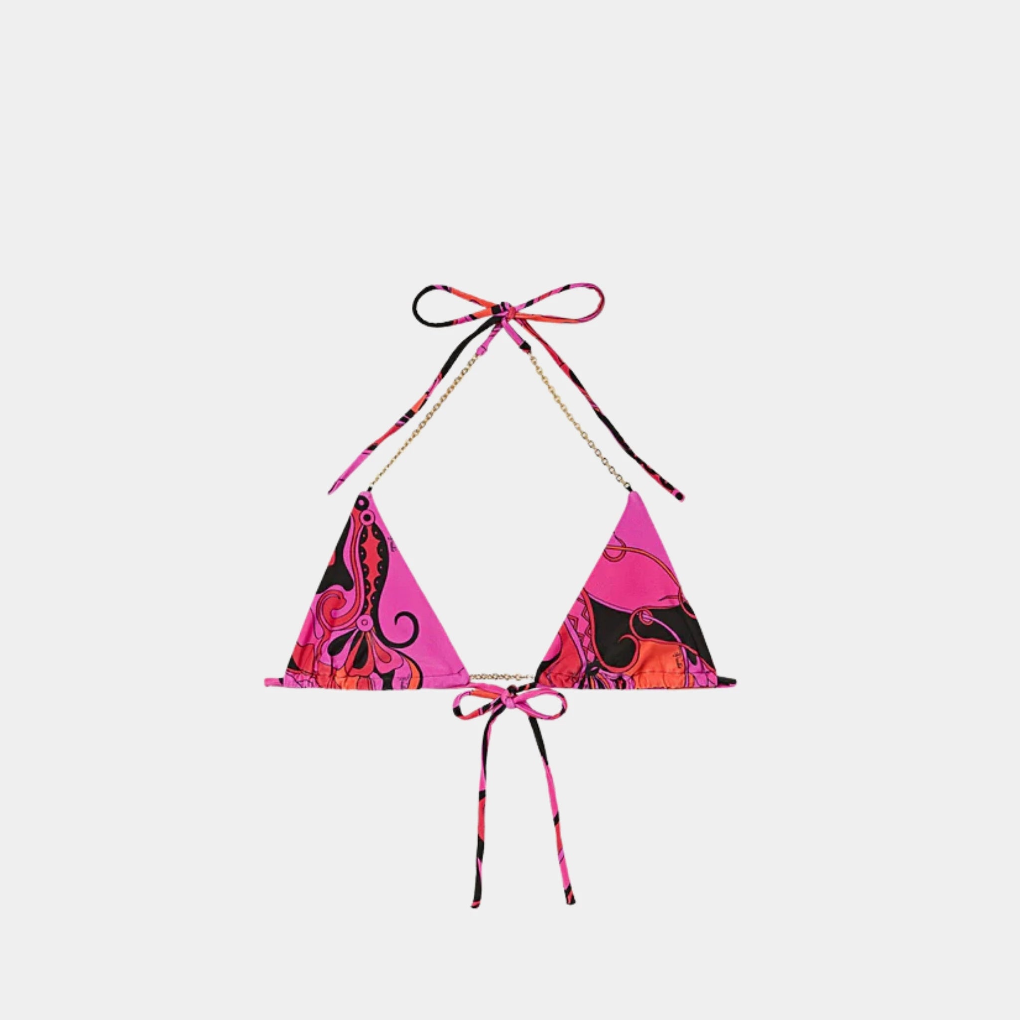 Pucci Orchidee Print Triangle Bikini Top, Fuchsia, Front
