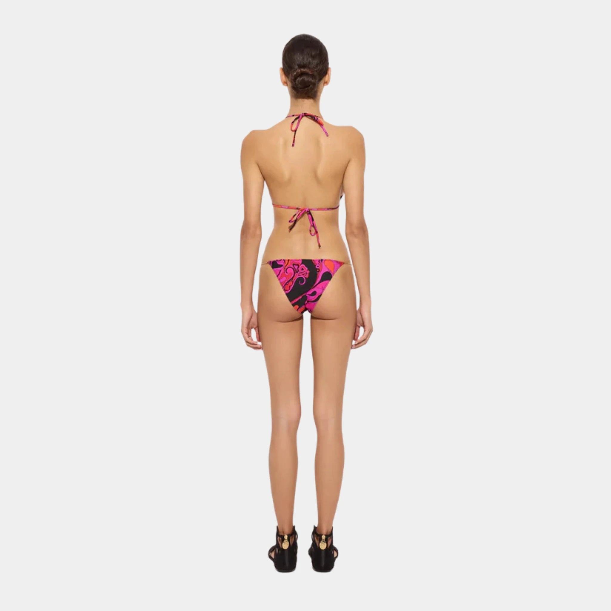 Pucci Orchidee Print Triangle Bikini Top, Fuchsia, Model, Back