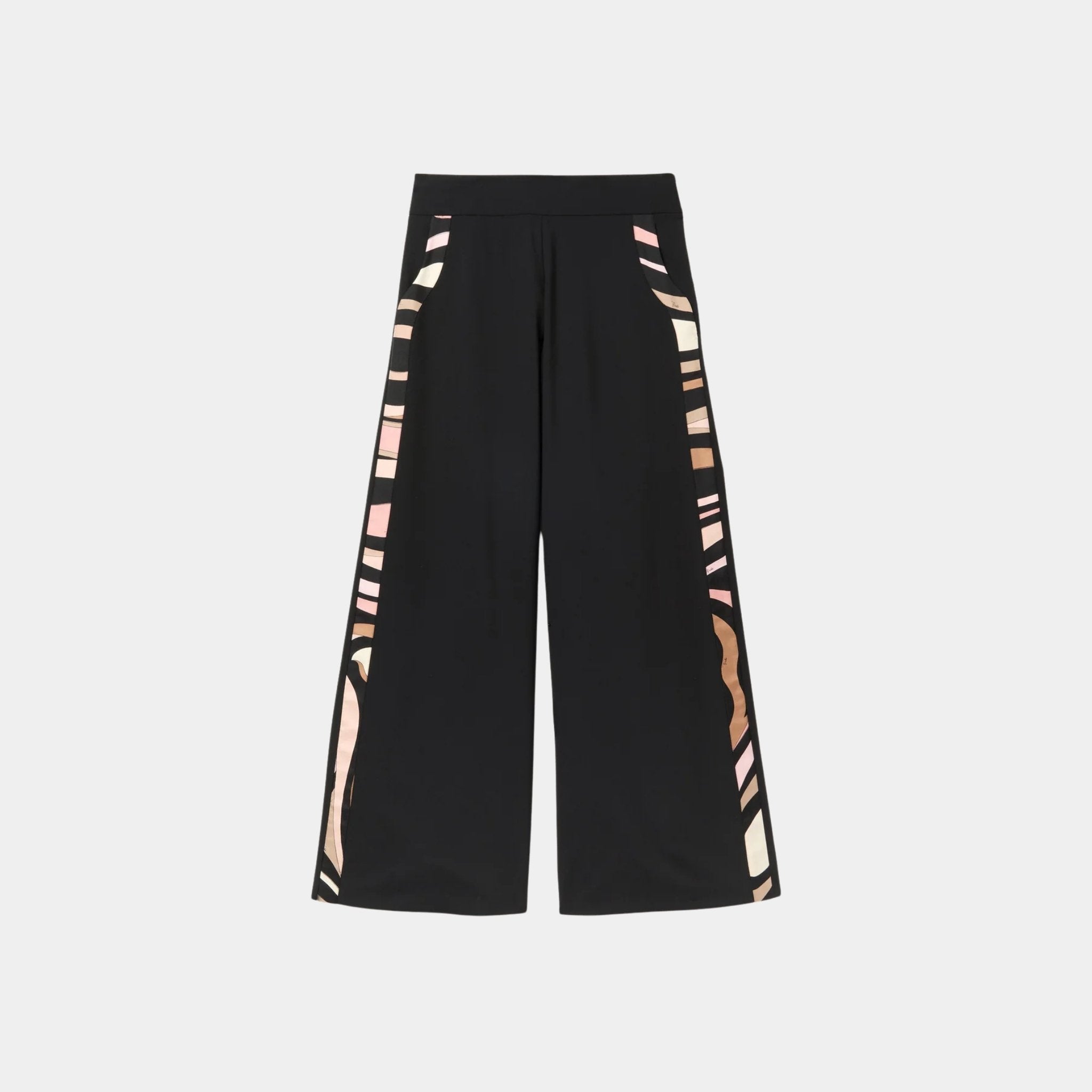 Pucci Palazzo Pants With Printed Details, Black, Front