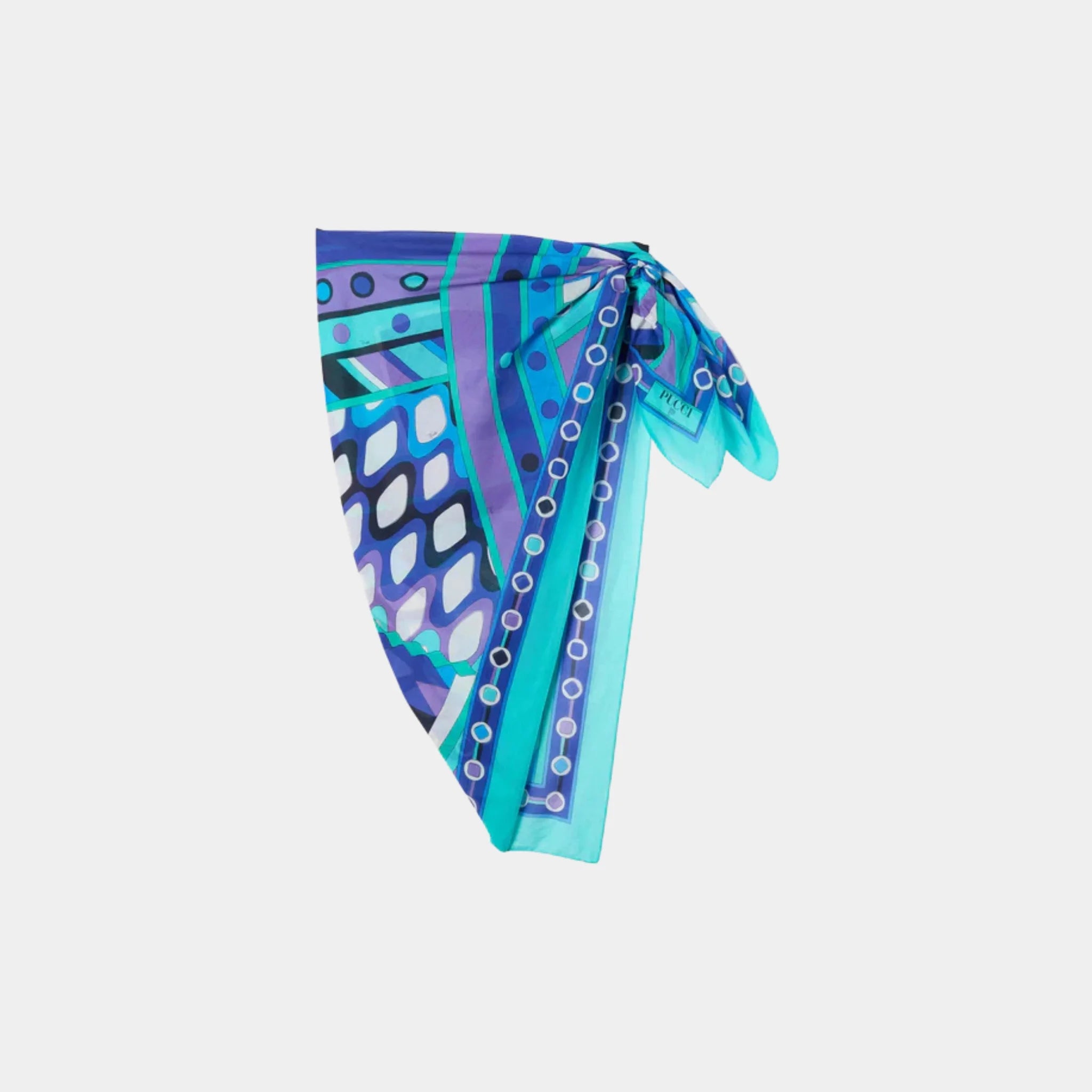 Pucci Vivara Print Cotton Sarong, Turqouise, Front