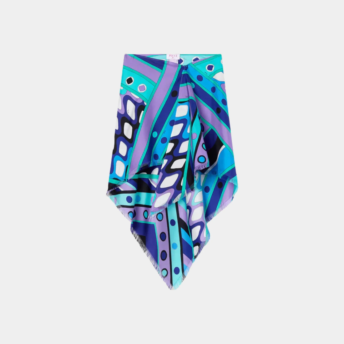 Pucci Vivara Print Silk Skirt, Turquoise, Front