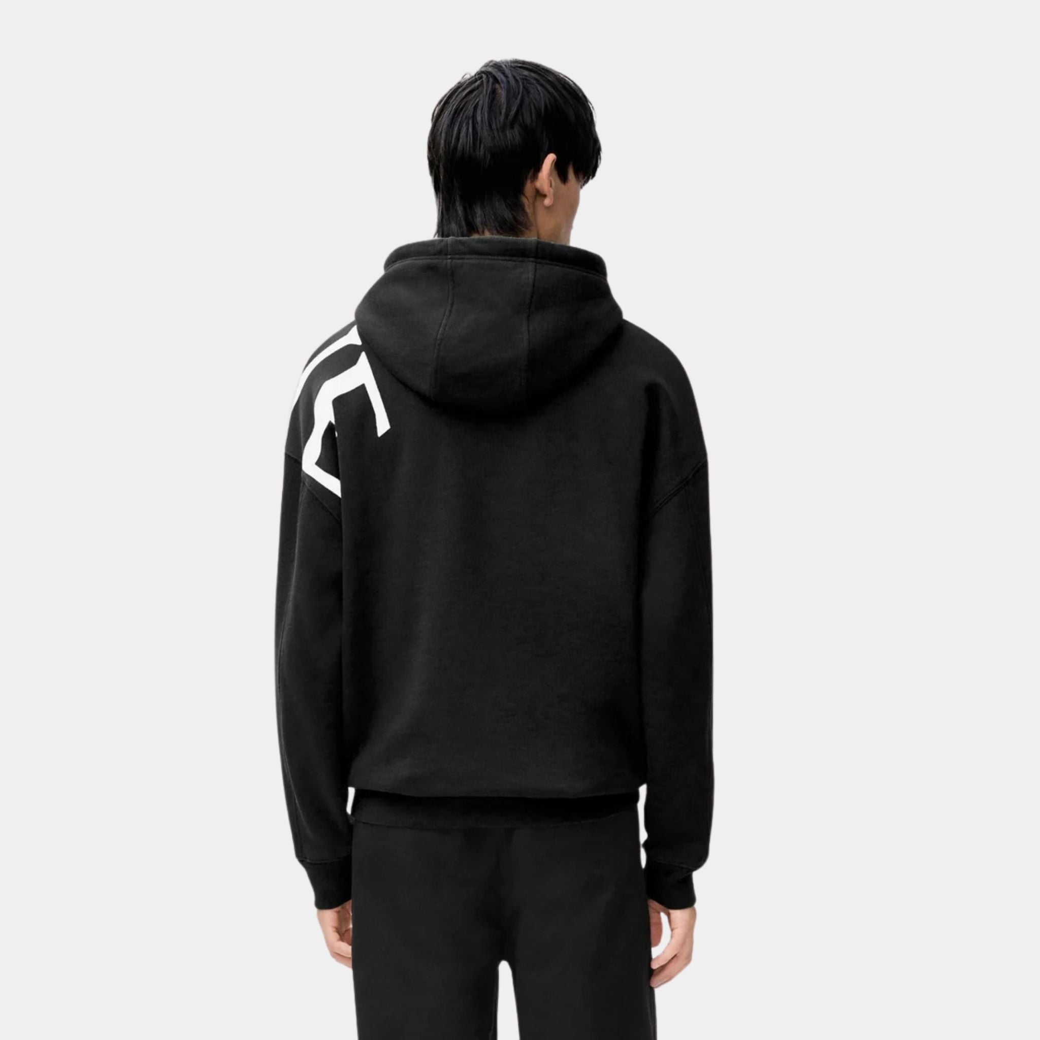 Loewe Relaxed Fit Hoodie in Cotton LOEWE print, Black and White, Back
