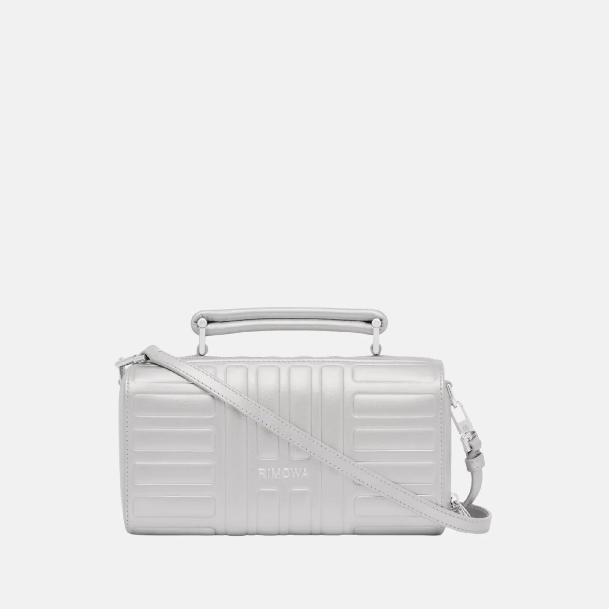 Rimowa Groove Leather Cross Body Bag Small, Silver, Front